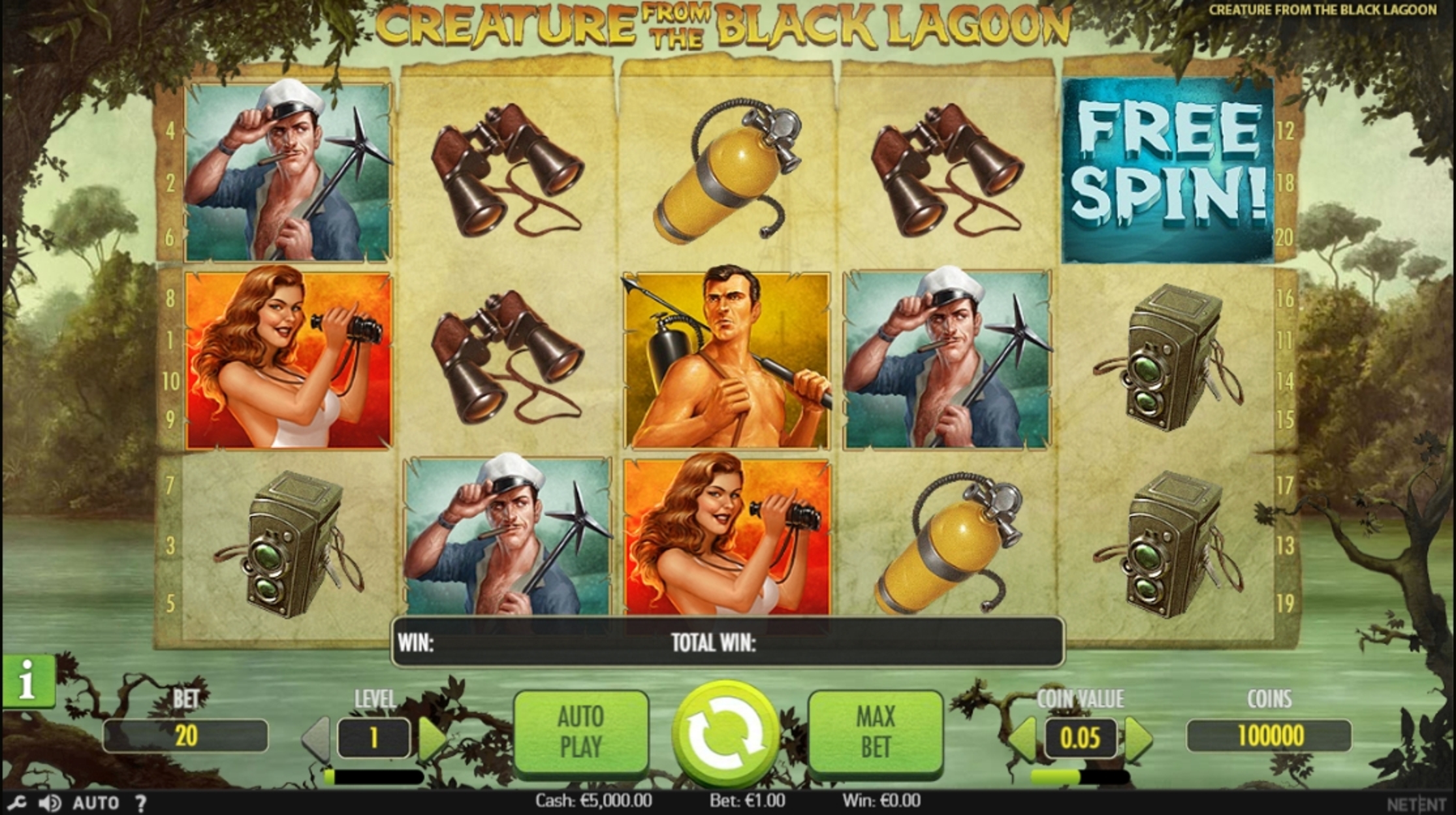 Reels in Creature from the Black Lagoon Slot Game by NetEnt