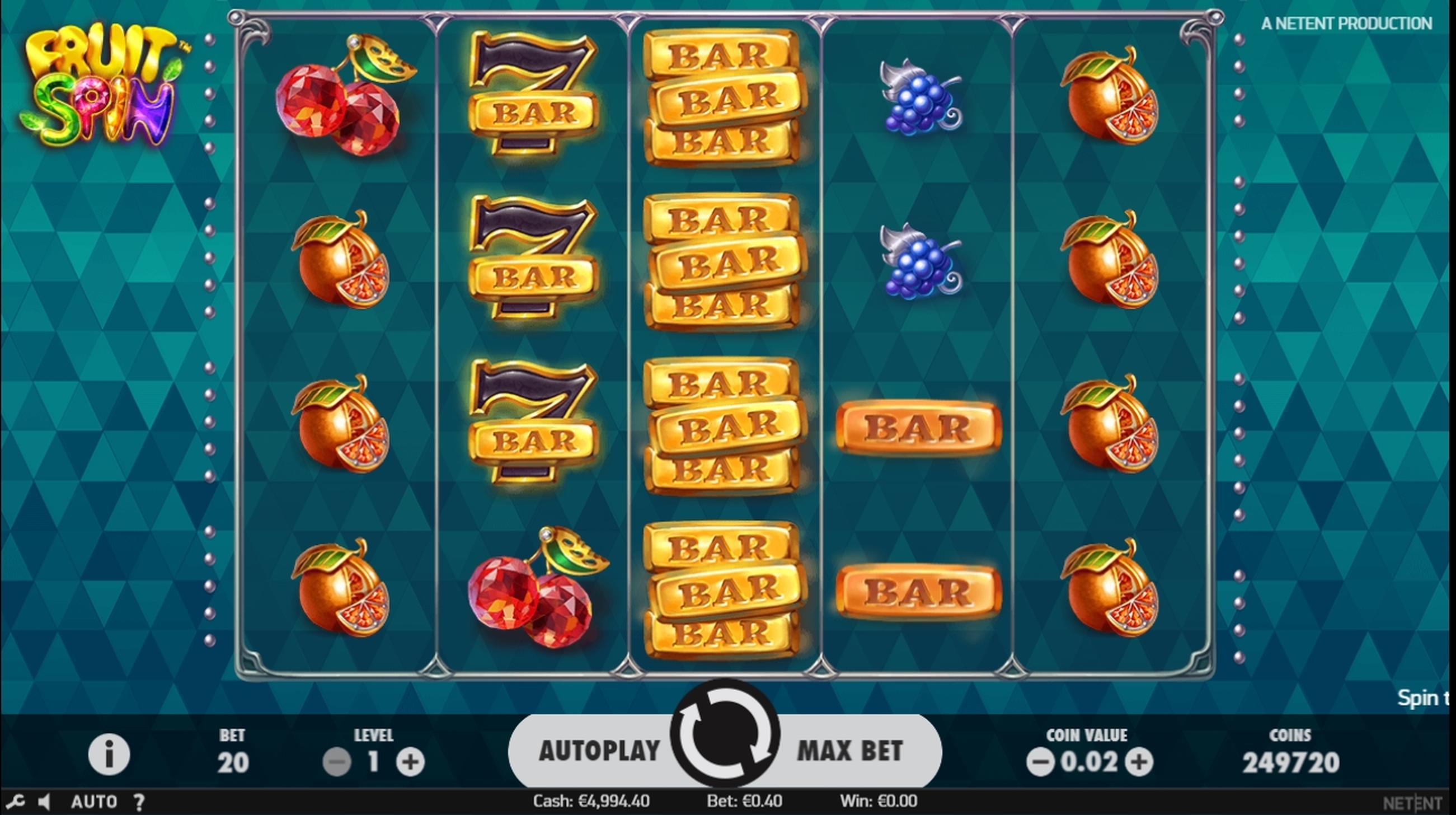 Reels in Fruit Spin Slot Game by NetEnt