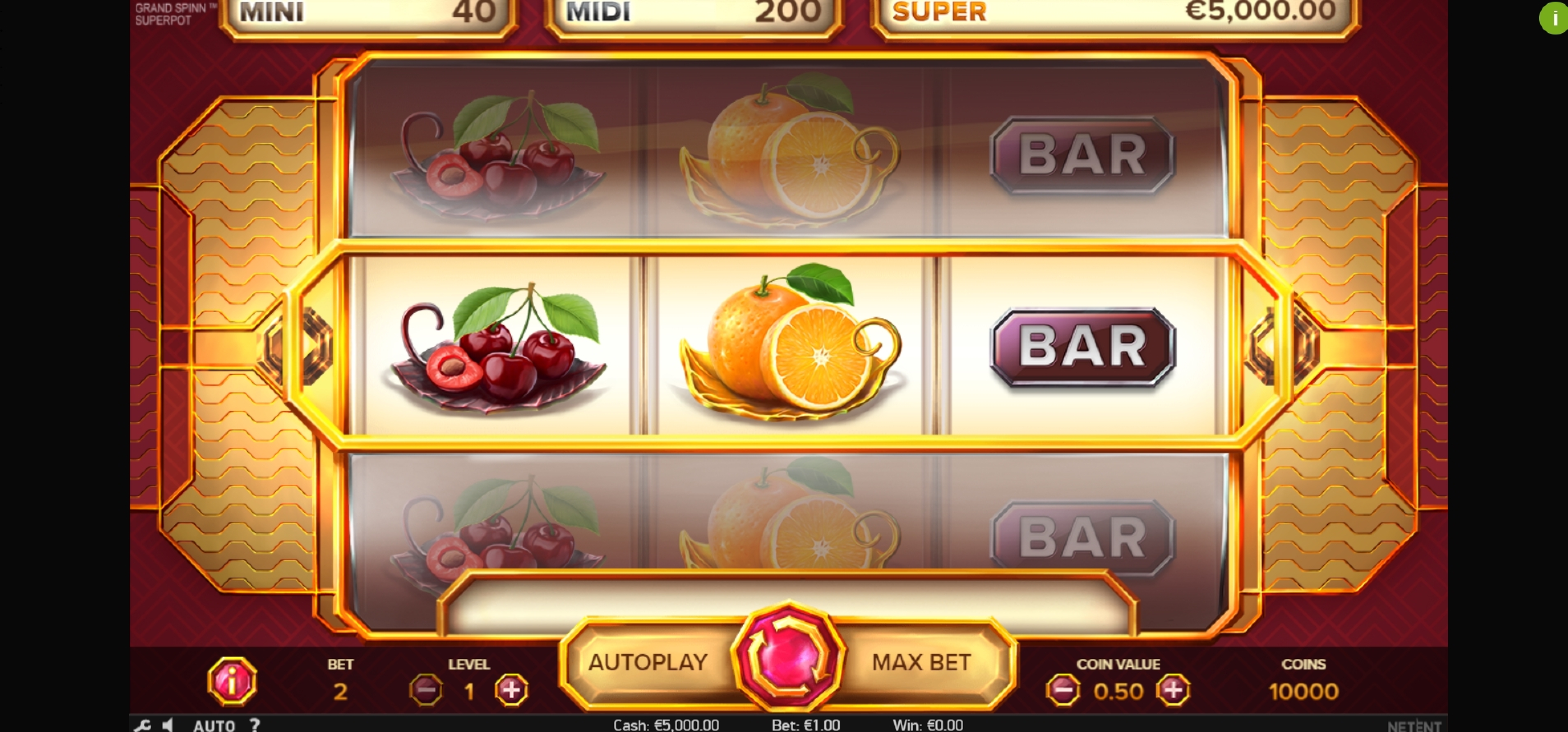 Reels in Grand Spinn Superpot Slot Game by NetEnt