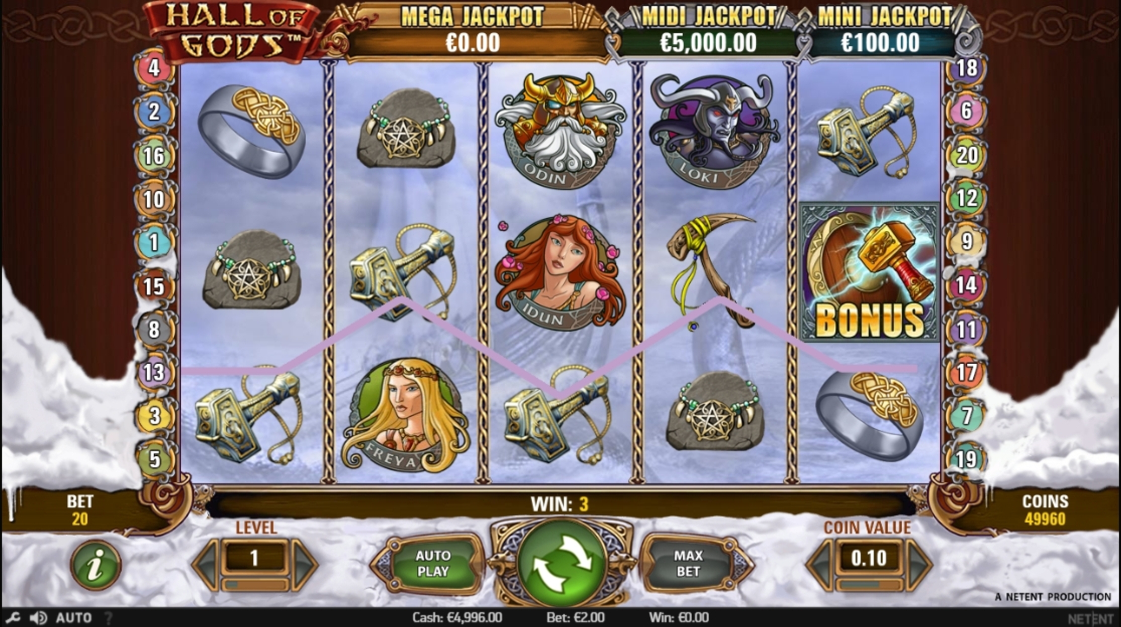 Win Money in Hall of Gods Free Slot Game by NetEnt