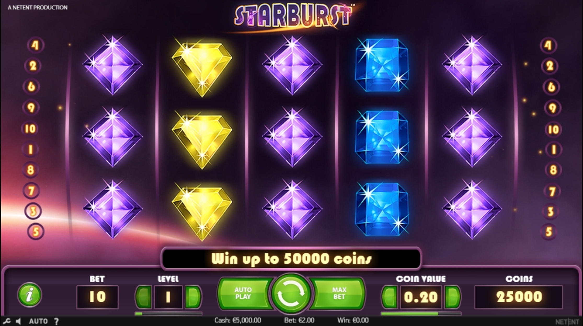 Reels in Starburst Slot Game by NetEnt