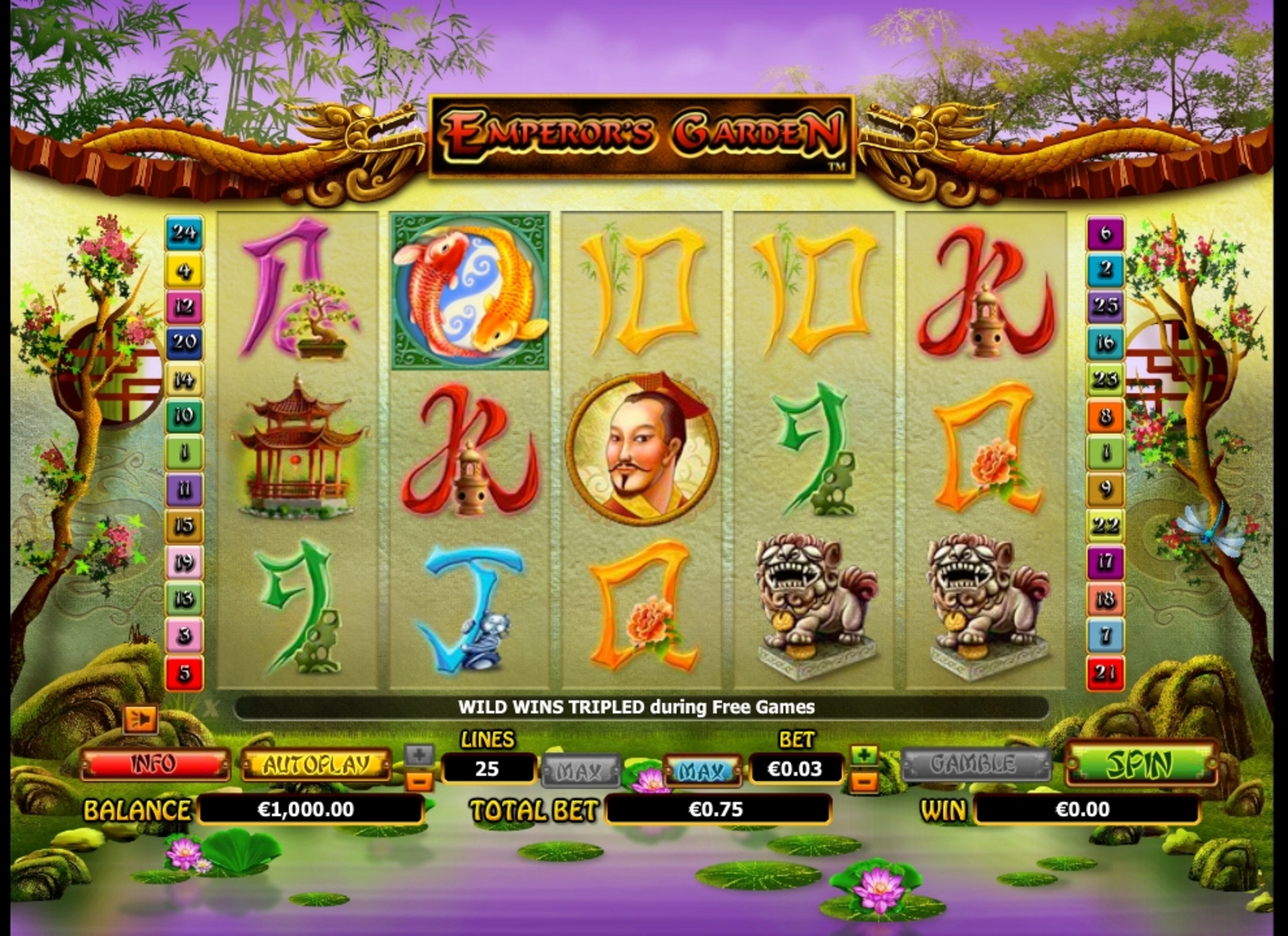 Reels in Emperor's Garden Slot Game by NextGen Gaming