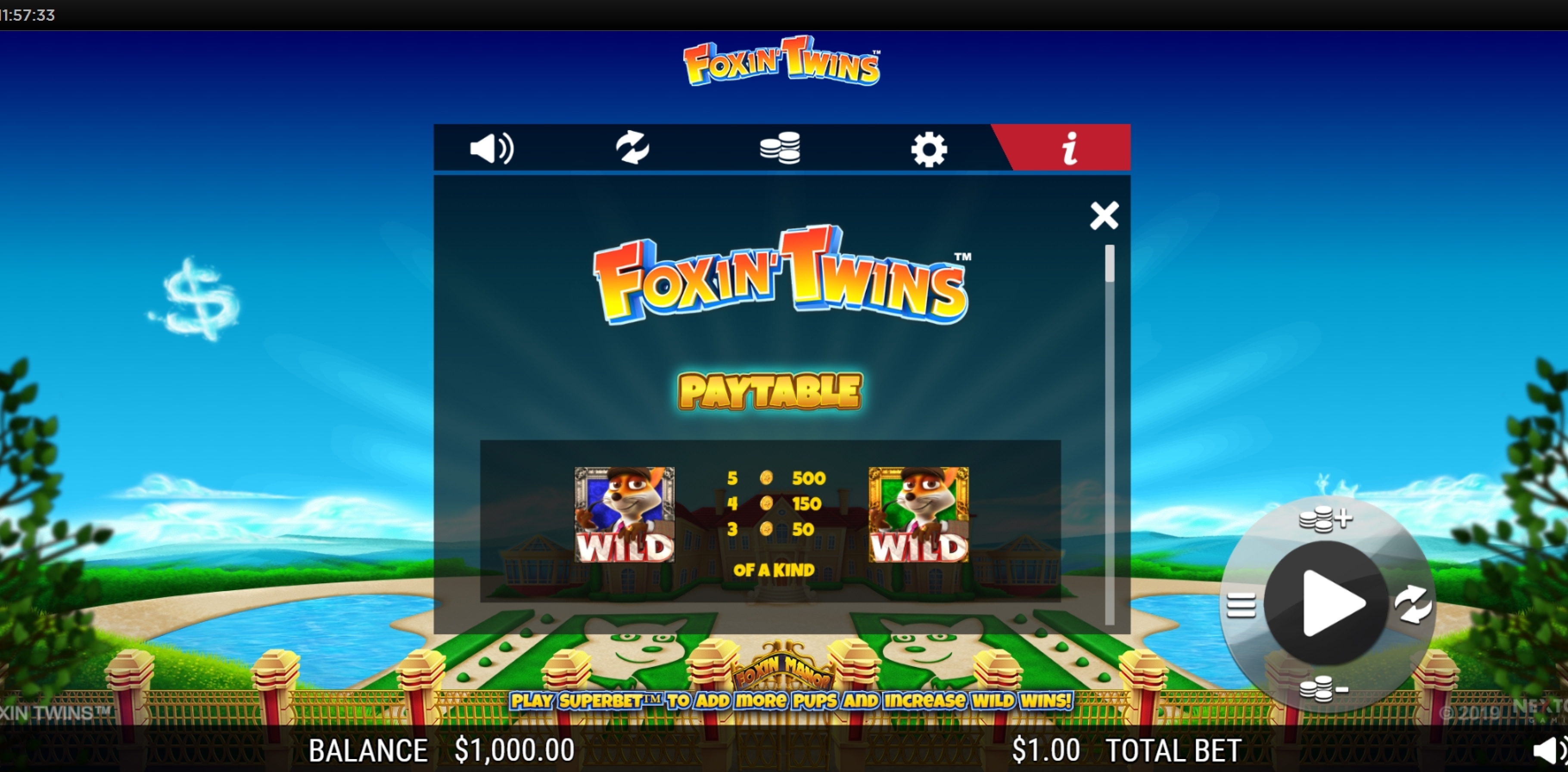 Info of Foxin Twins Slot Game by NextGen Gaming