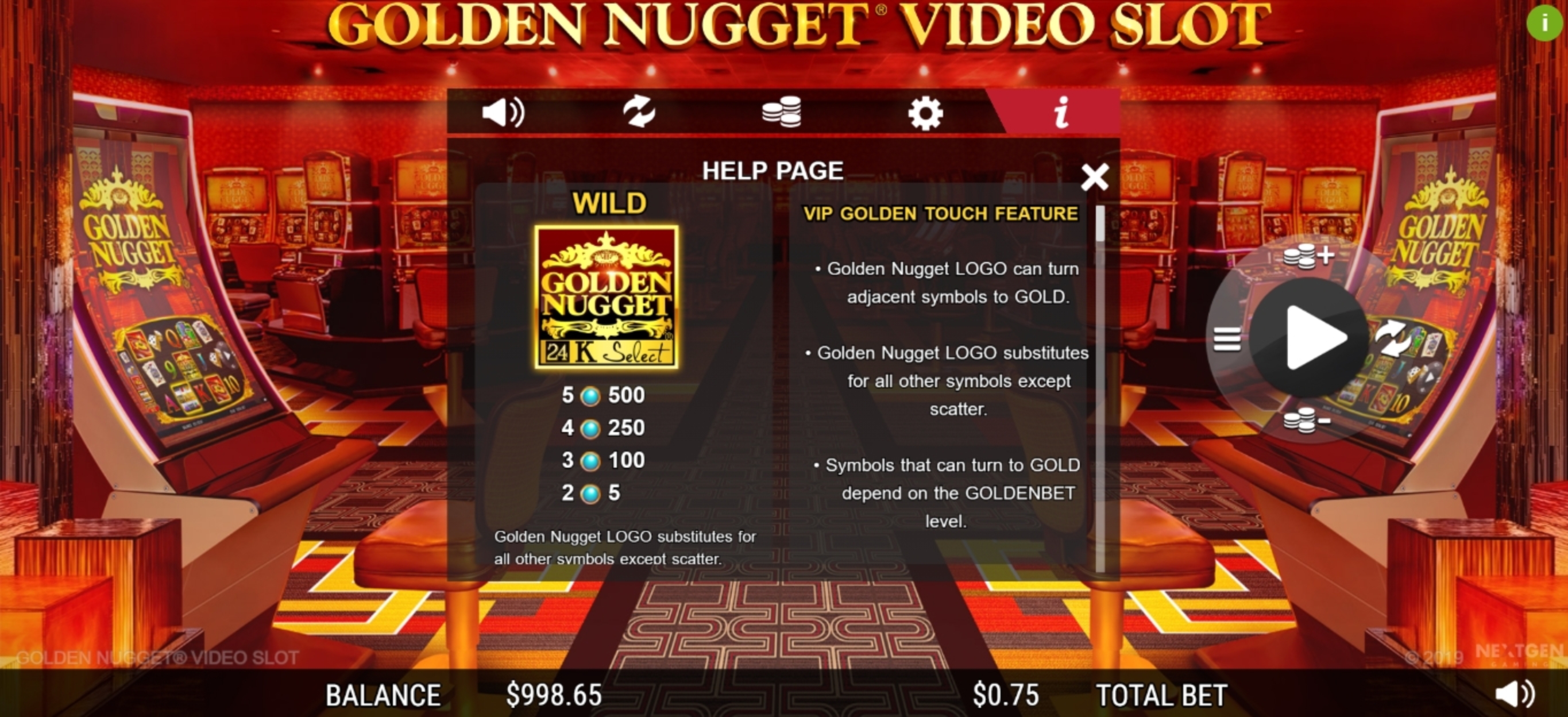 Info of Golden Nugget Slot Game by NextGen Gaming