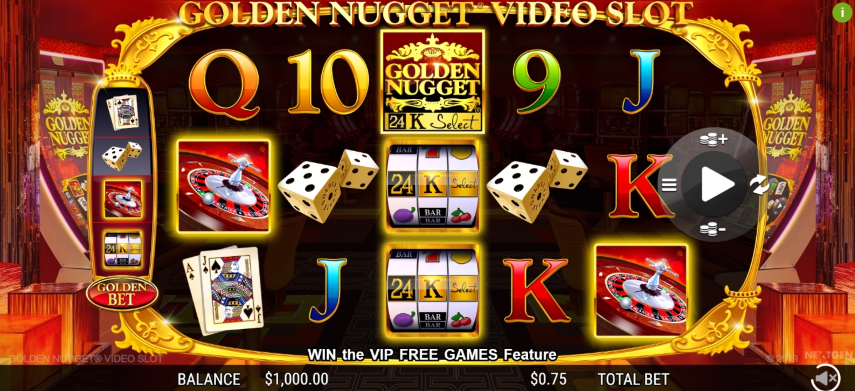 Reels in Golden Nugget Slot Game by NextGen Gaming