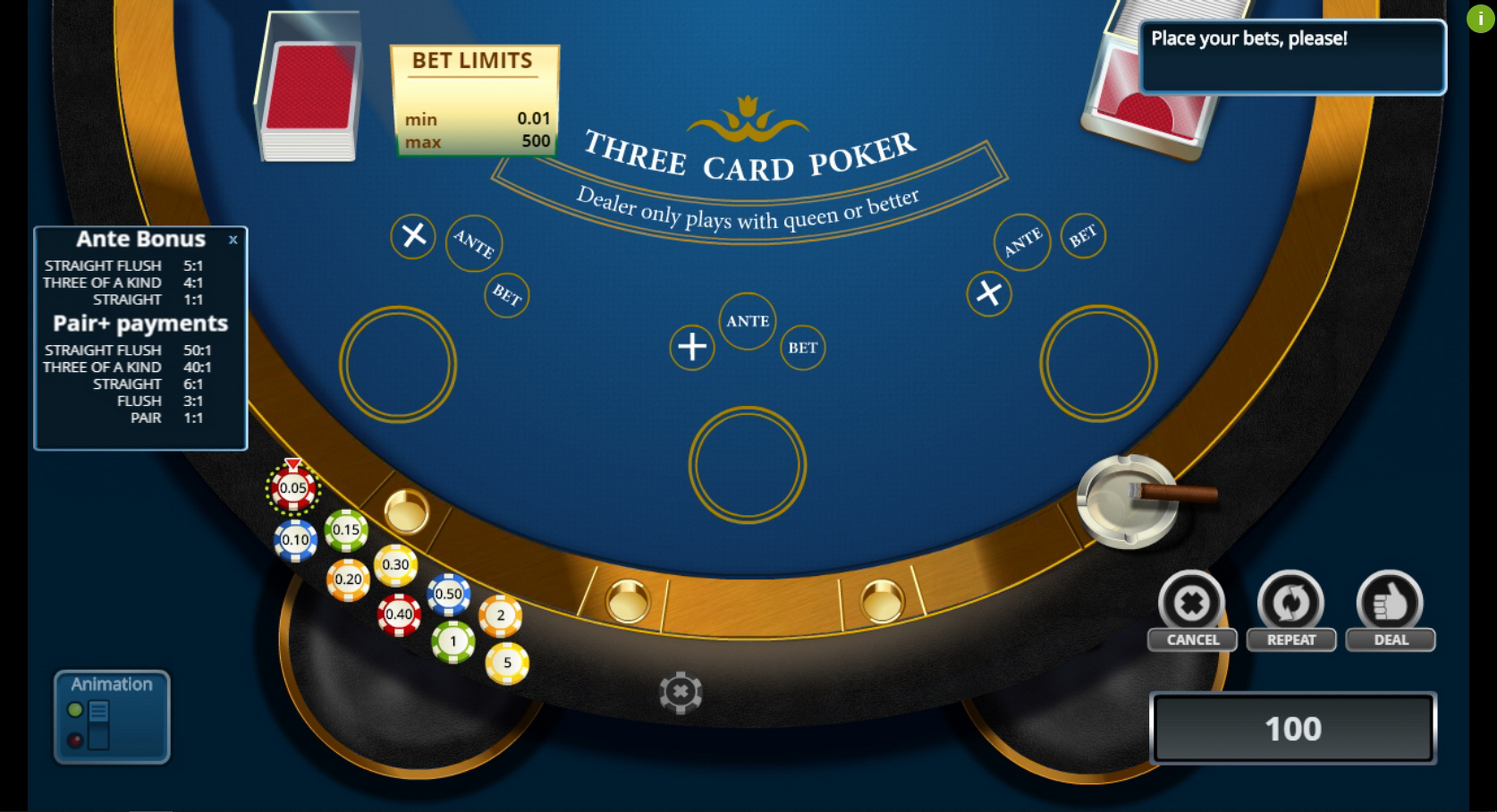 Info of 3 Card Poker Slot Game by Novomatic