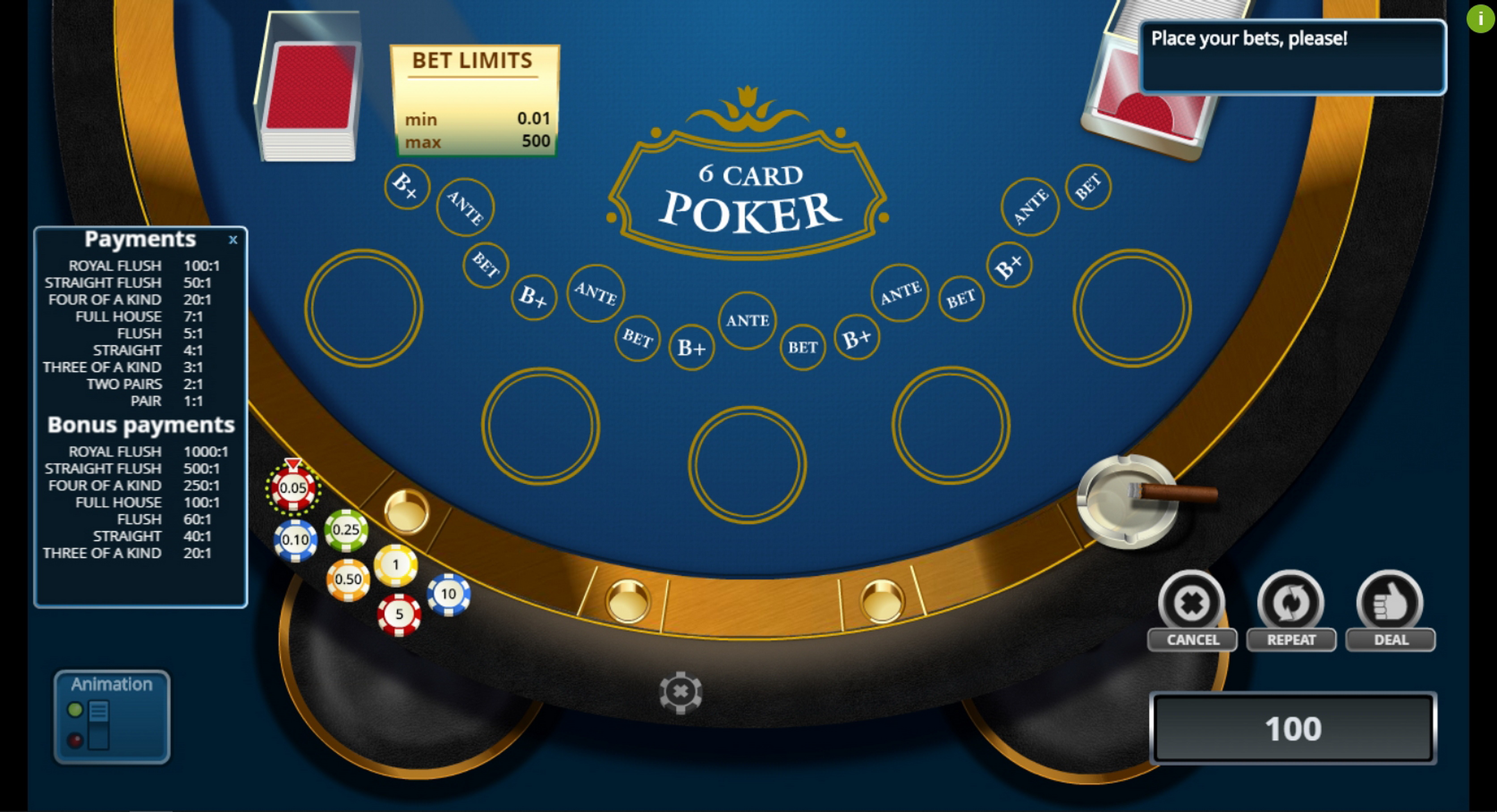 Info of 6 Card Poker Slot Game by Novomatic