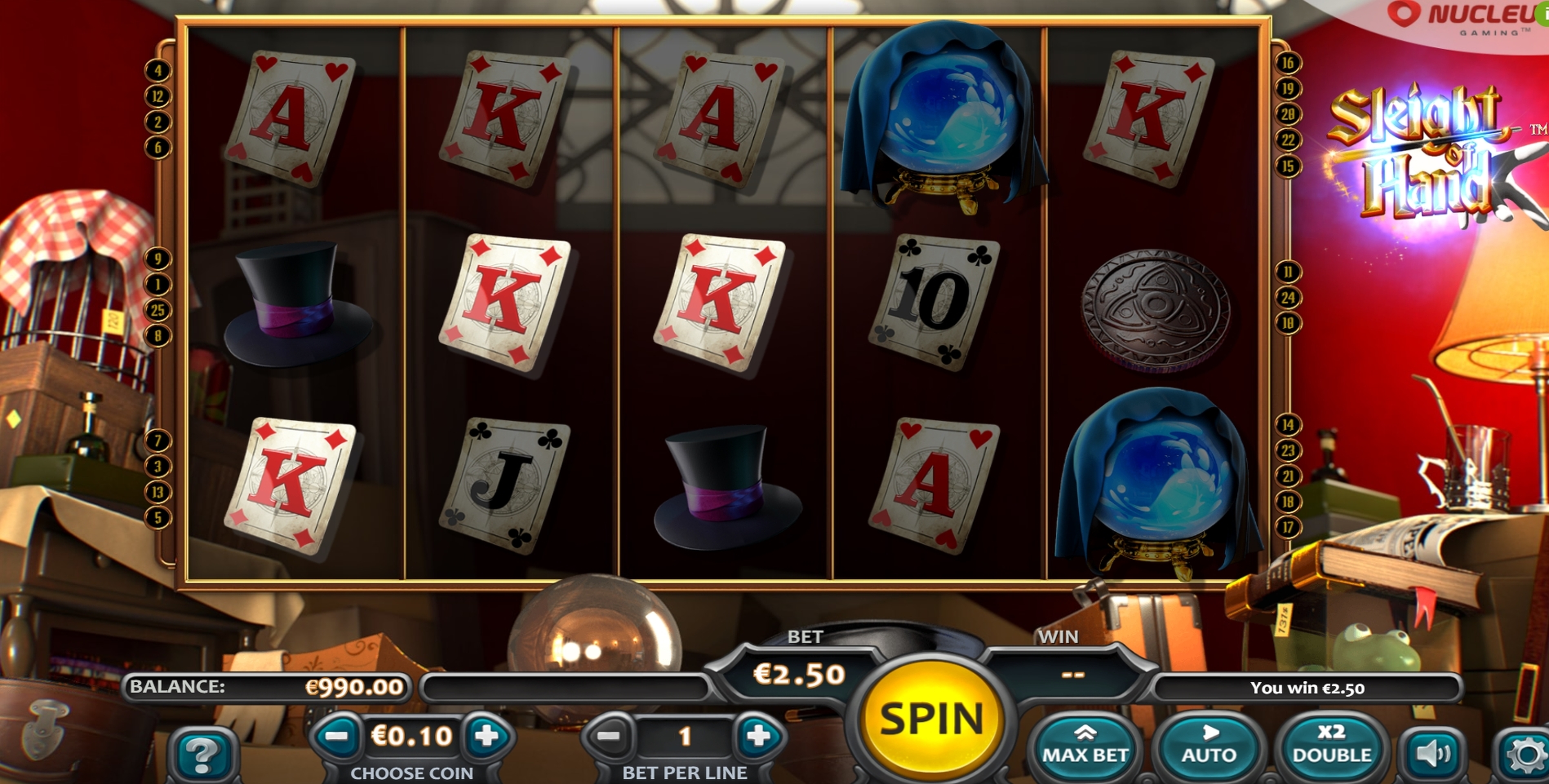 Win Money in Sleight of Hand Free Slot Game by Nucleus Gaming