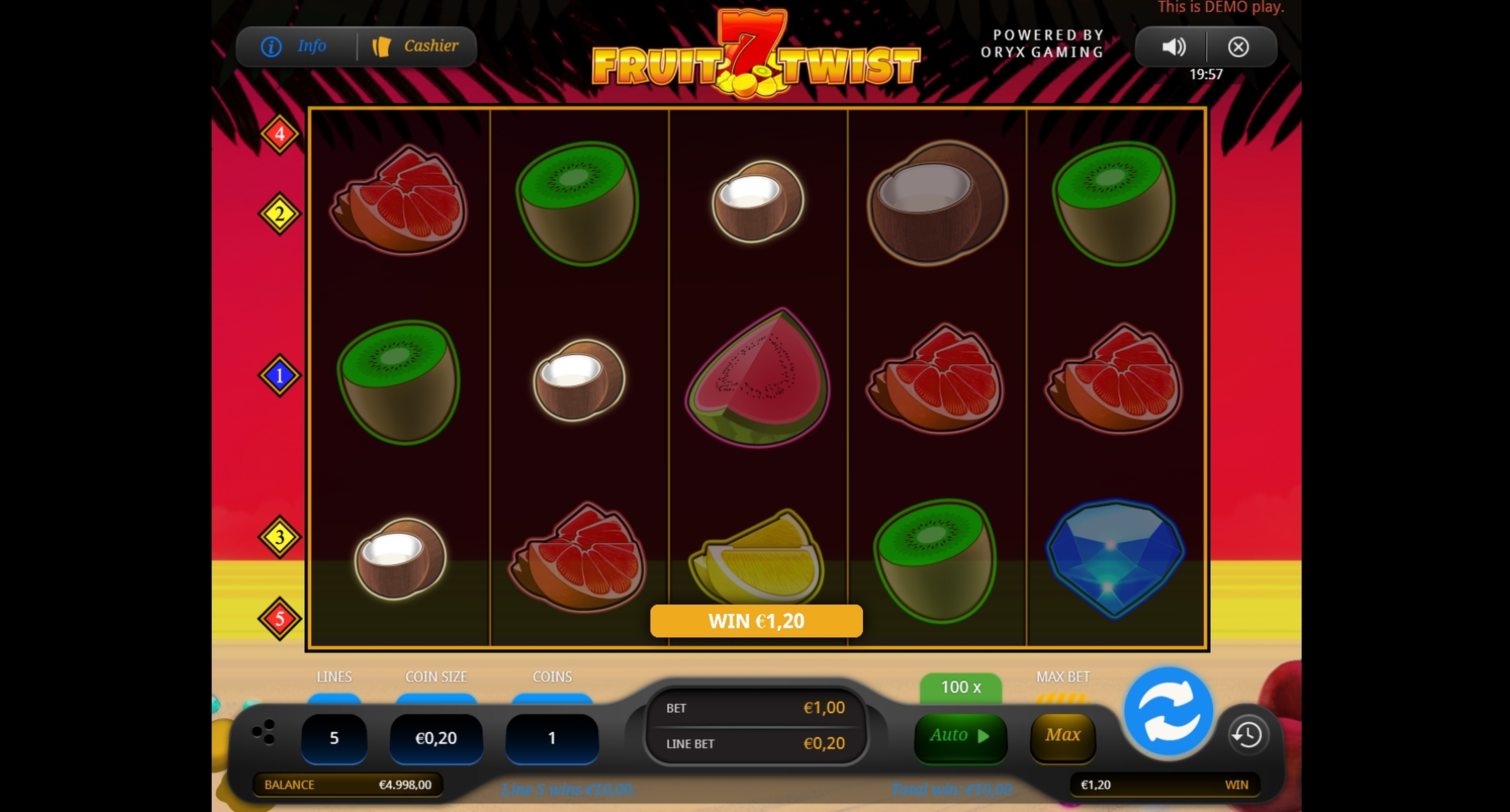 Win Money in Fruit Twist Free Slot Game by Oryx Gaming