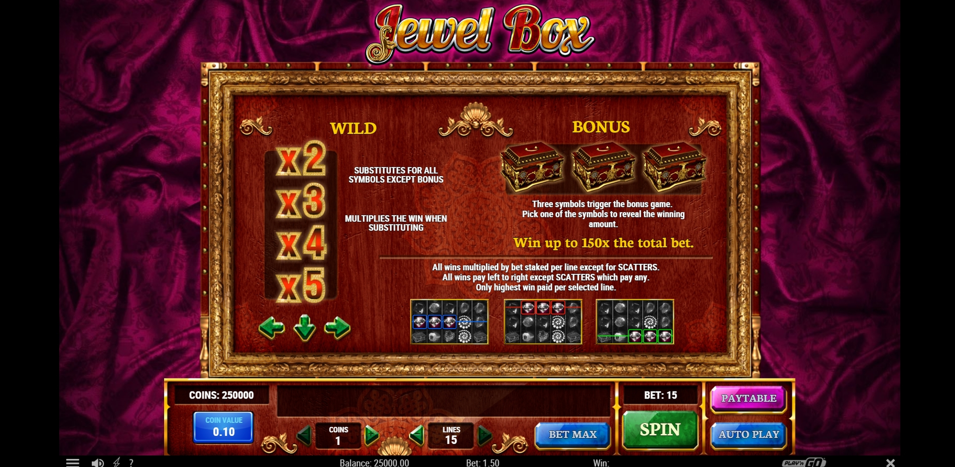 Info of Jewel Box Slot Game by Playn GO