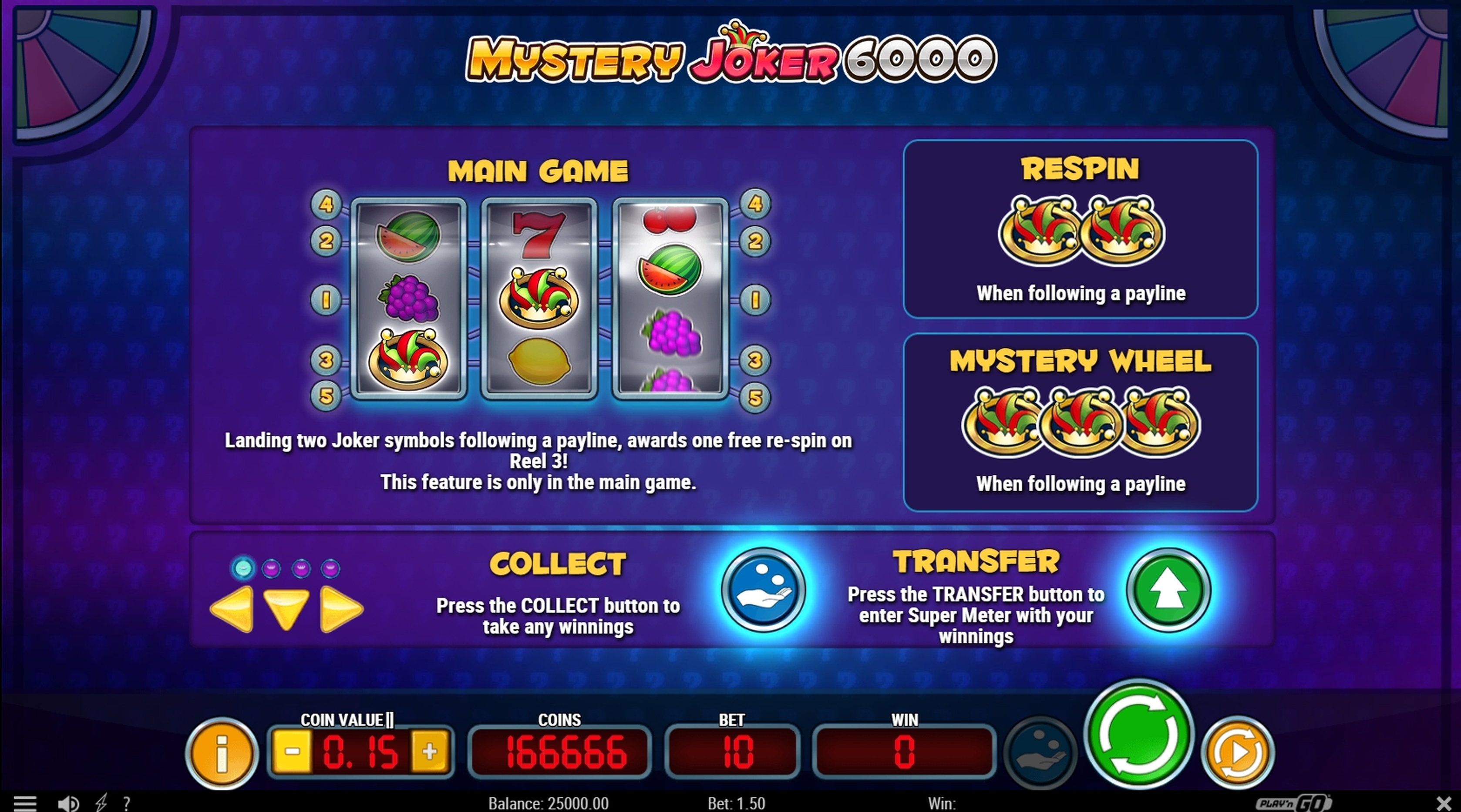 Info of Mystery Joker 6000 Slot Game by Playn GO