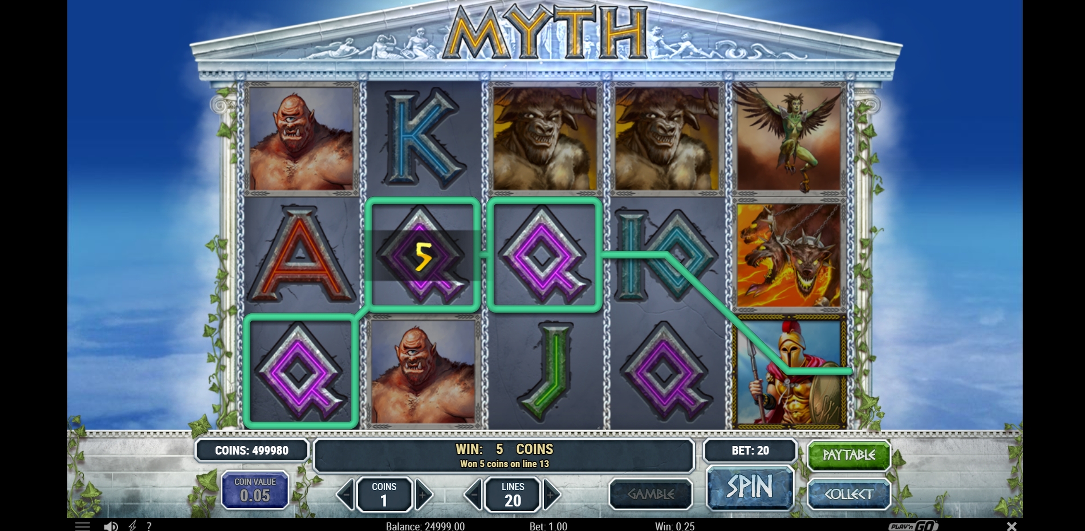 Win Money in Myth Free Slot Game by Playn GO