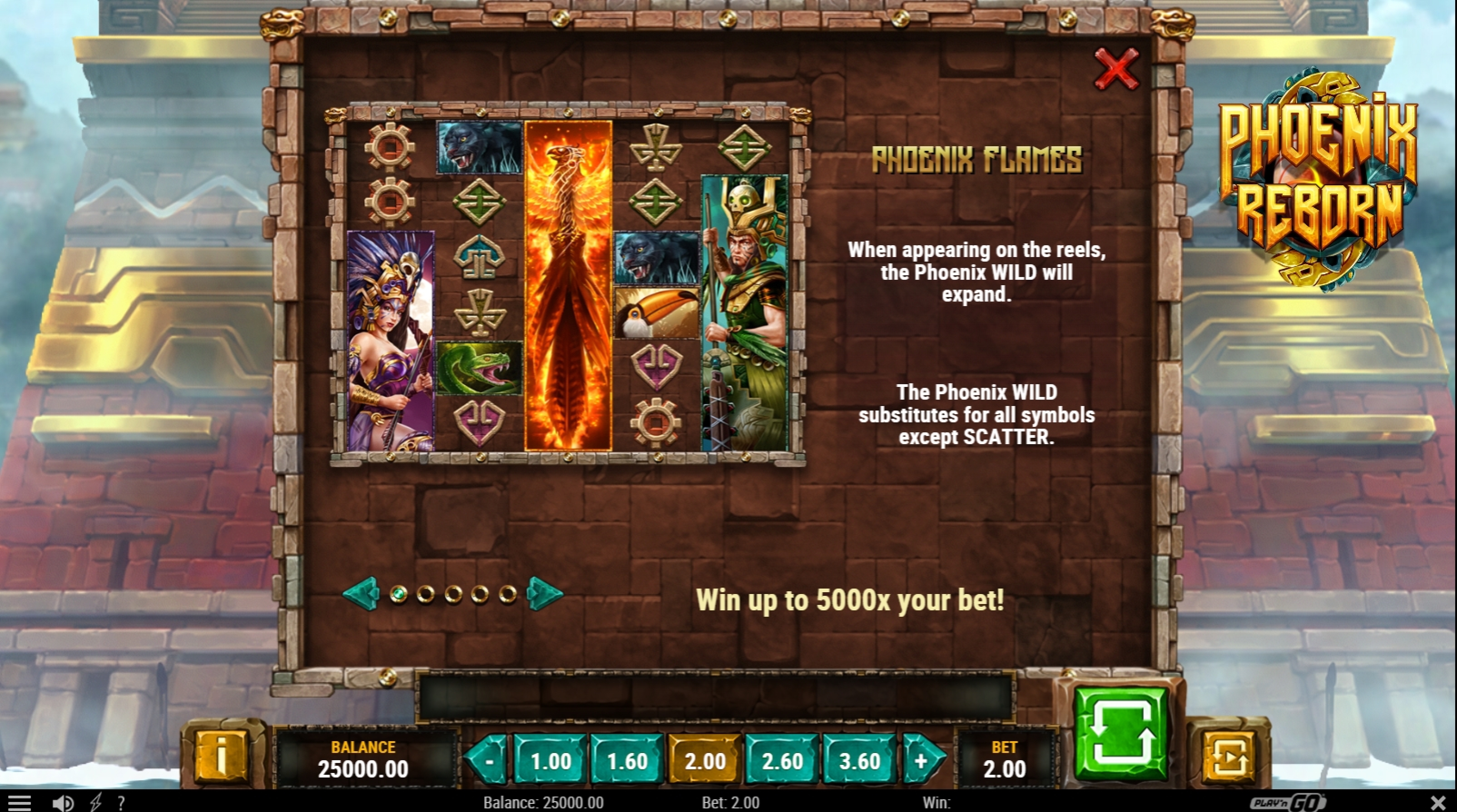 Info of Phoenix Reborn Slot Game by Playn GO