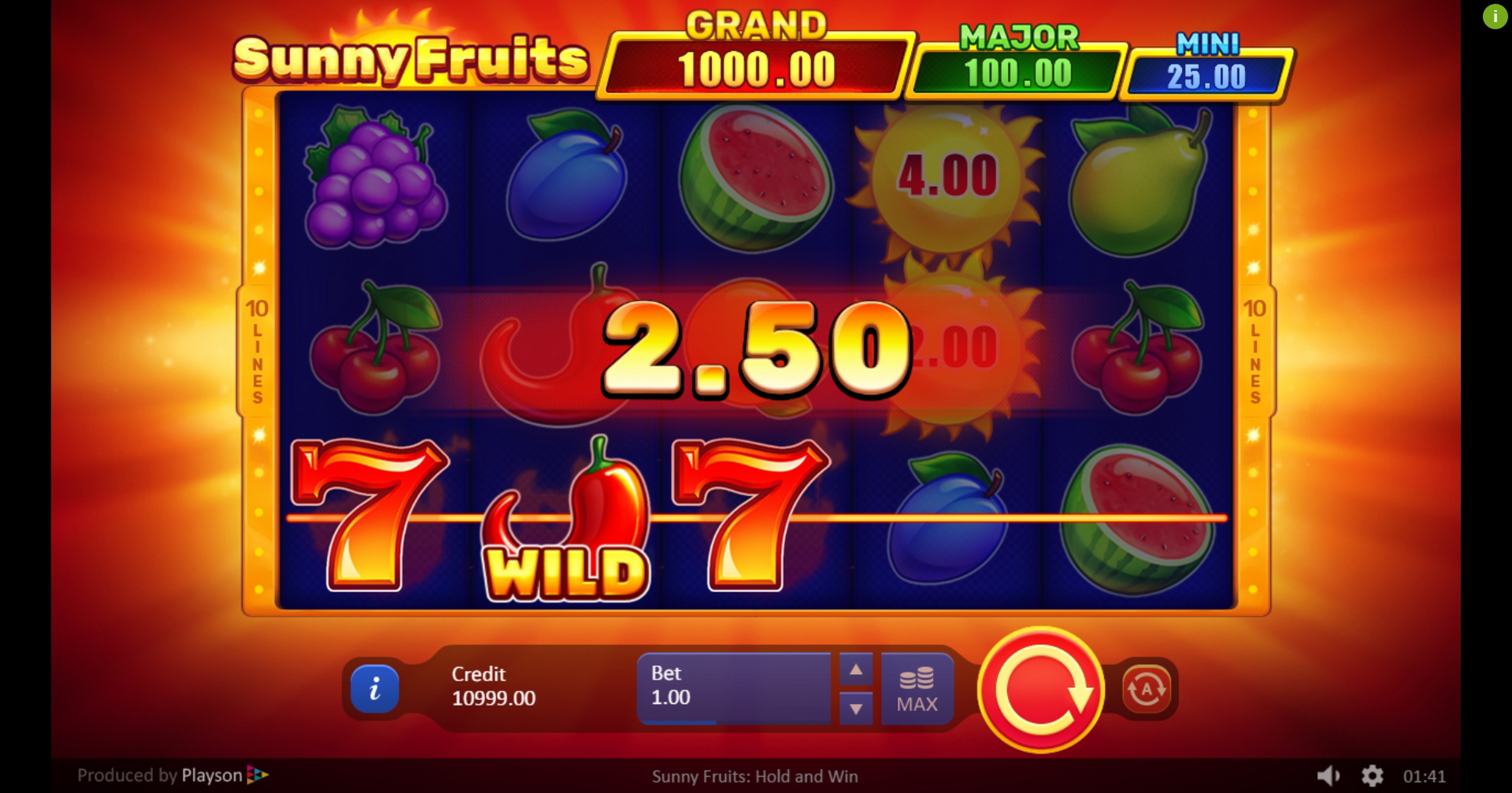 Win Money in Sunny Fruits: Hold and Win Free Slot Game by Playson