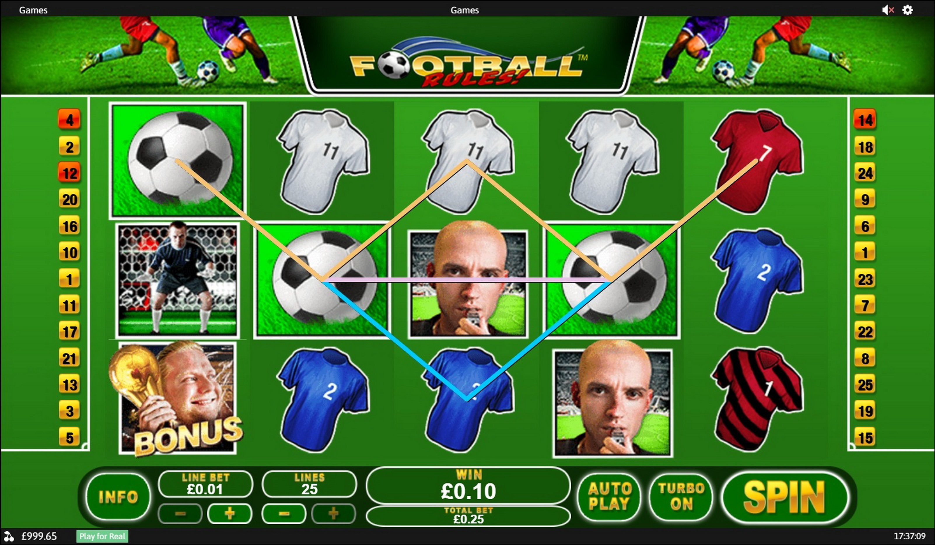 Win Money in Football Rules Free Slot Game by Playtech