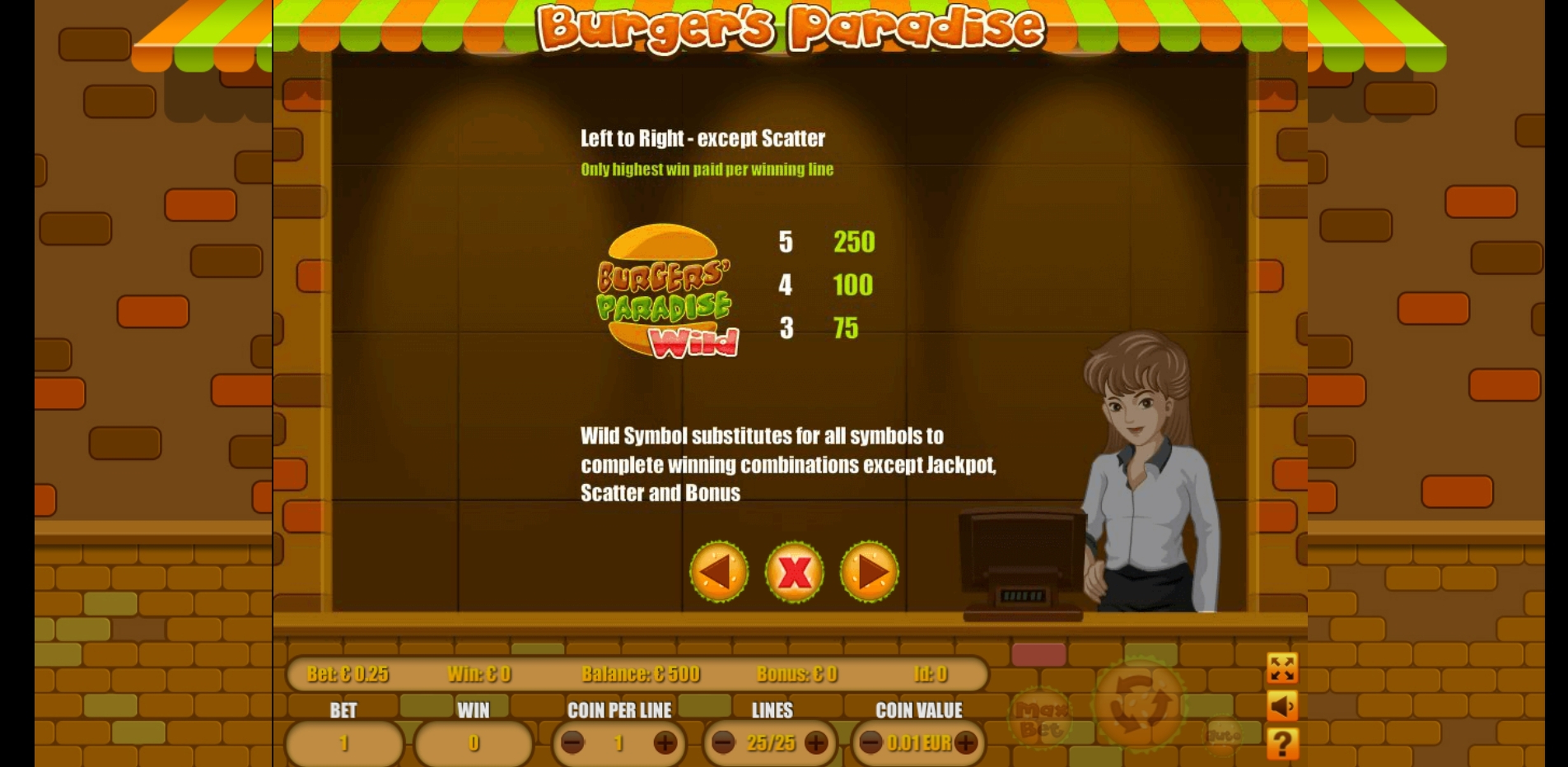 Info of Burgers Paradise Slot Game by Portomaso Gaming