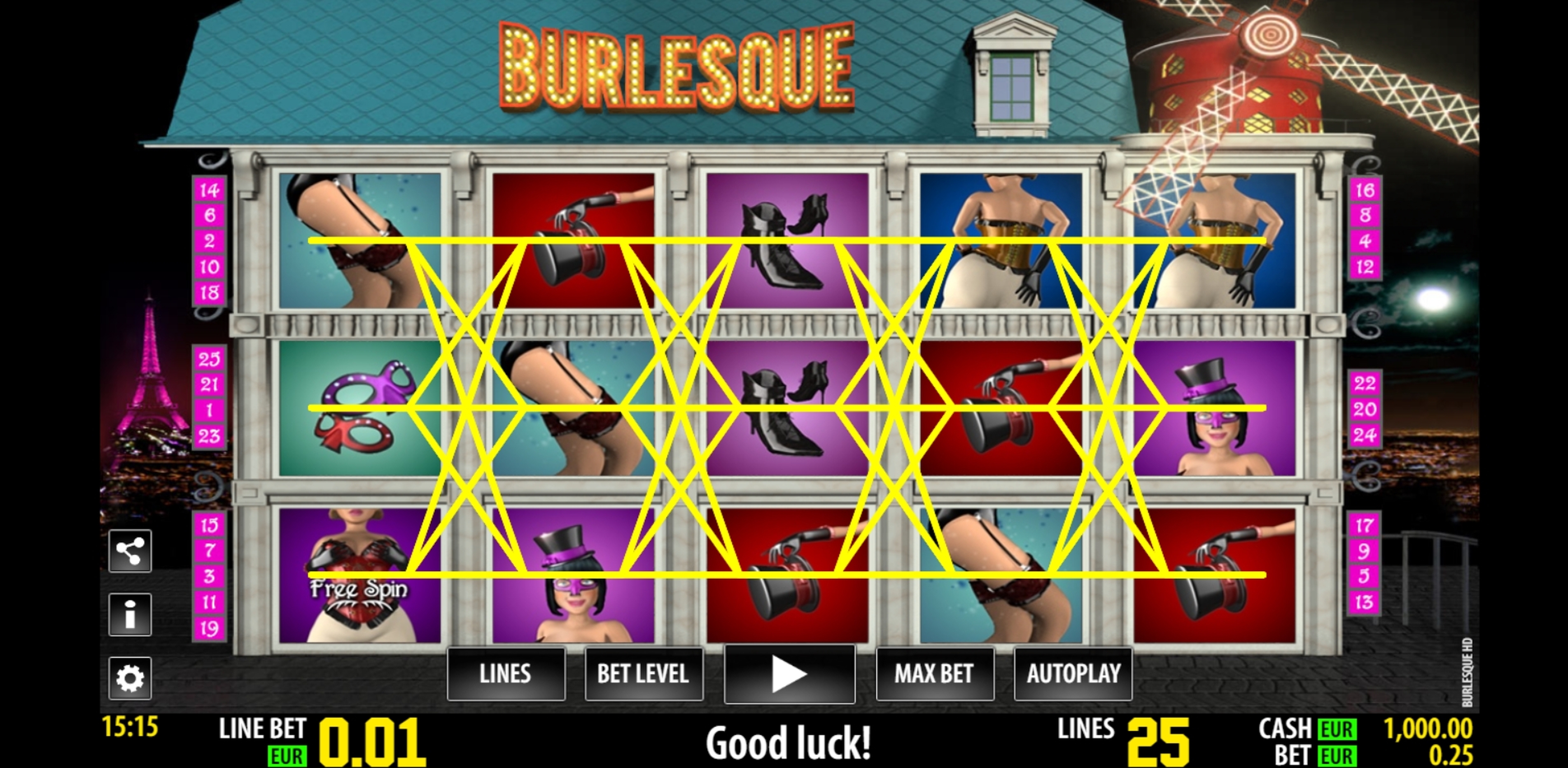 Reels in Burlesque Slot Game by Portomaso Gaming