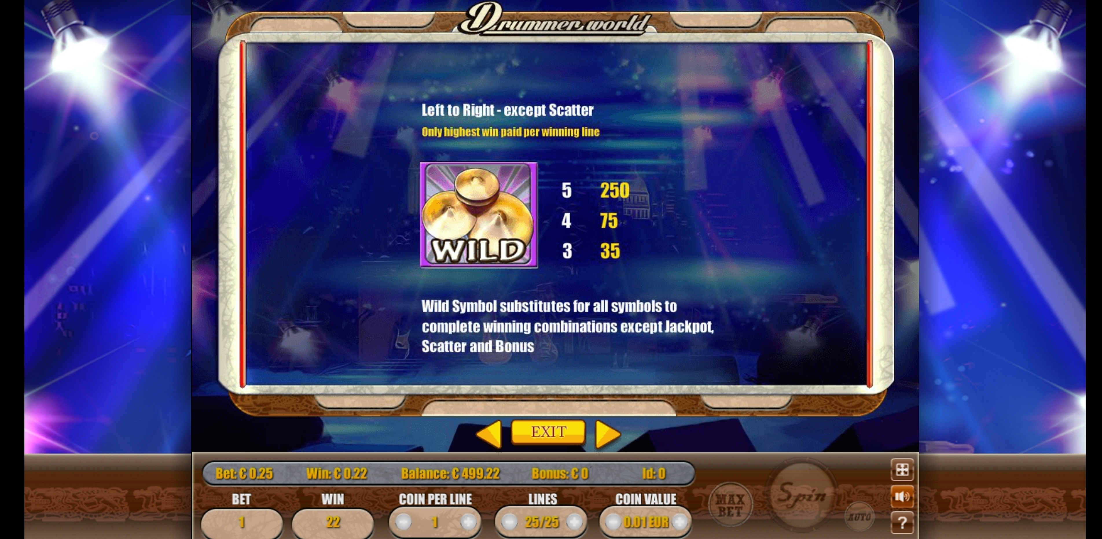 Info of Drummer World Slot Game by Portomaso Gaming