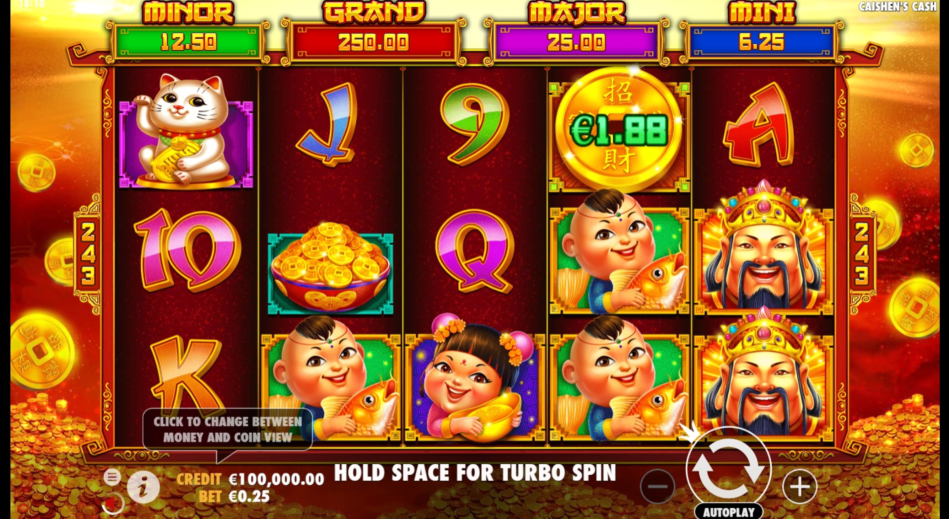 Reels in Caishen's Cash Slot Game by Pragmatic Play