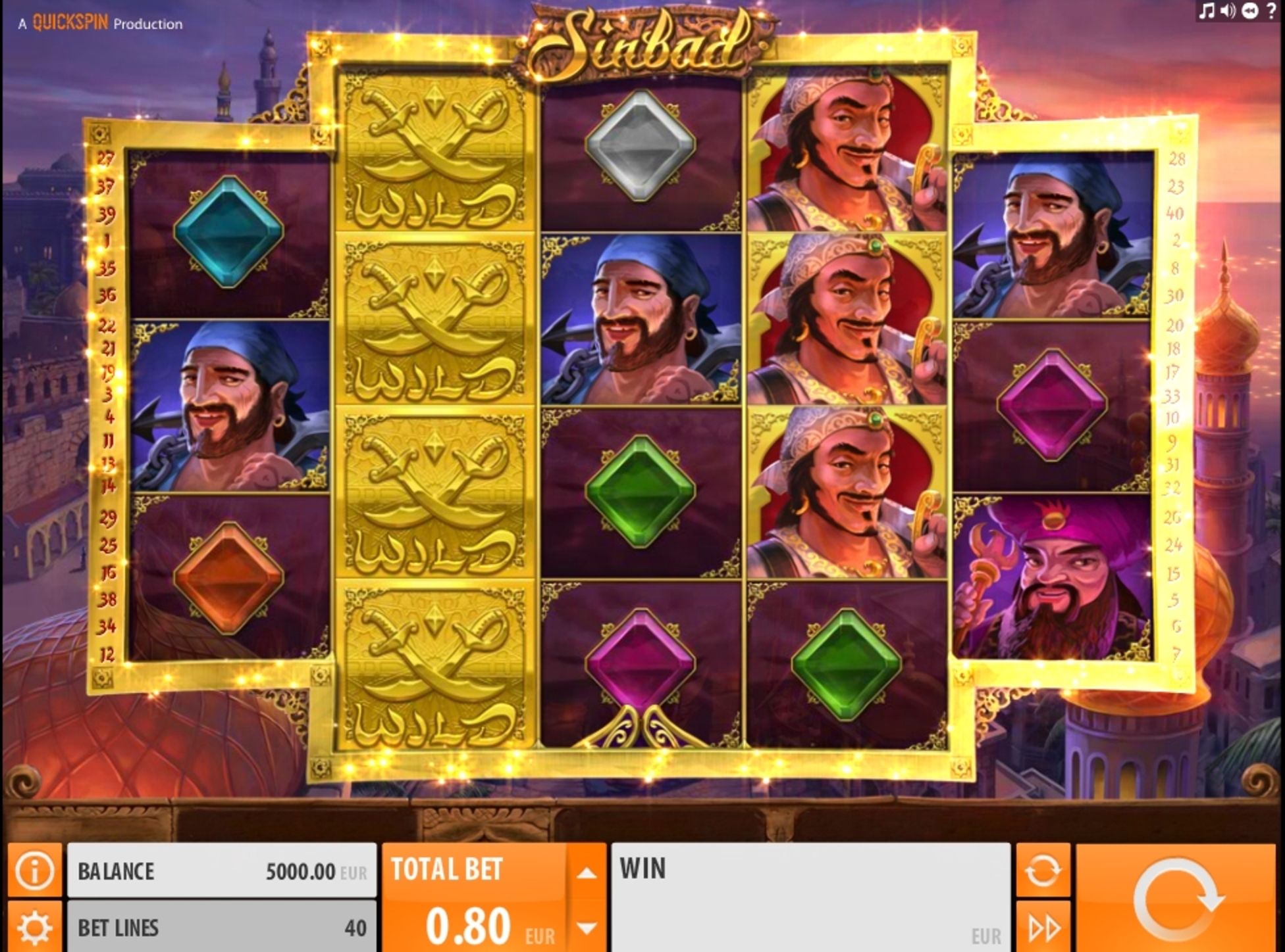 Reels in Sinbad Slot Game by Quickspin