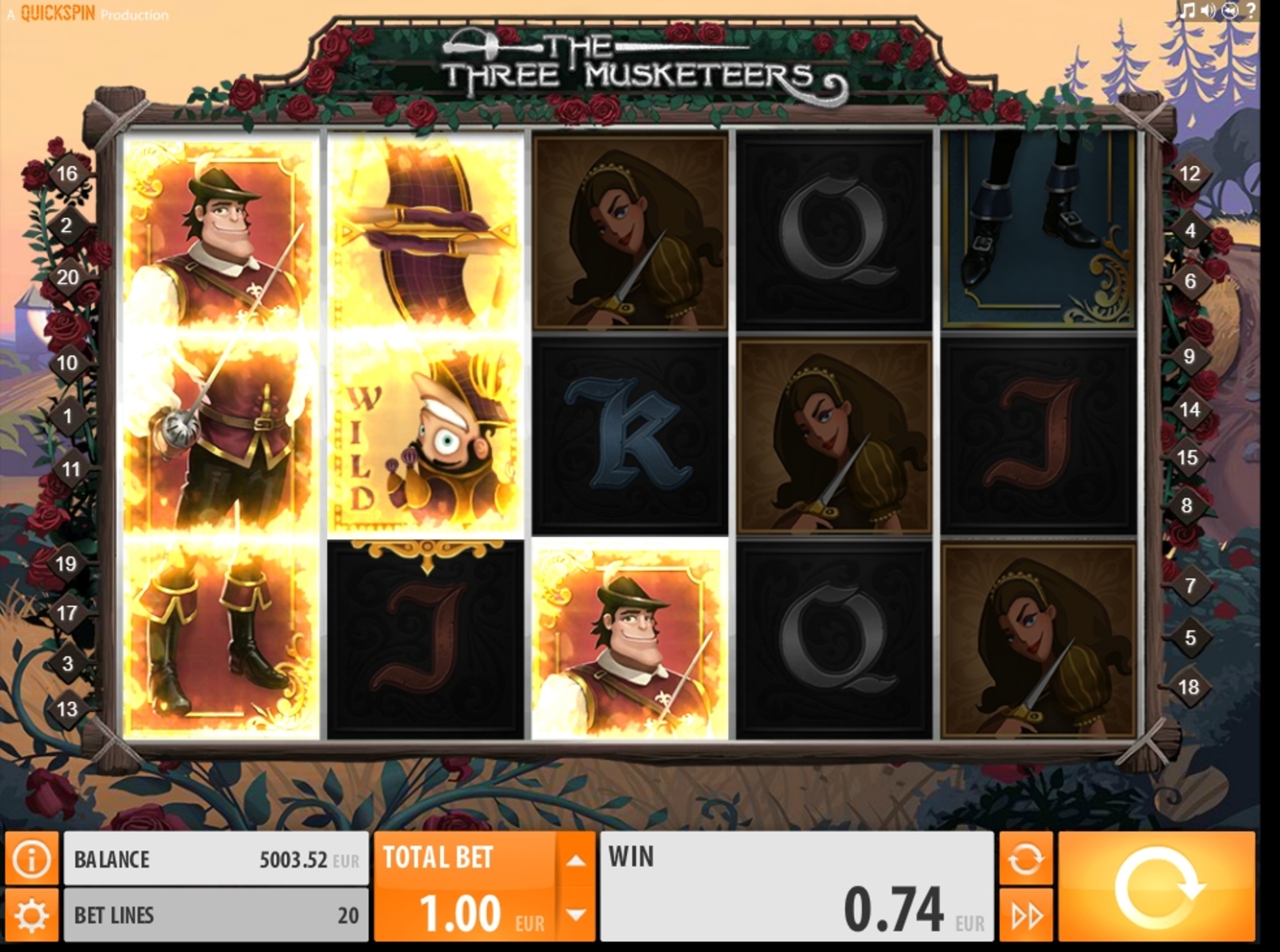 Win Money in The Three Musketeers Free Slot Game by Quickspin