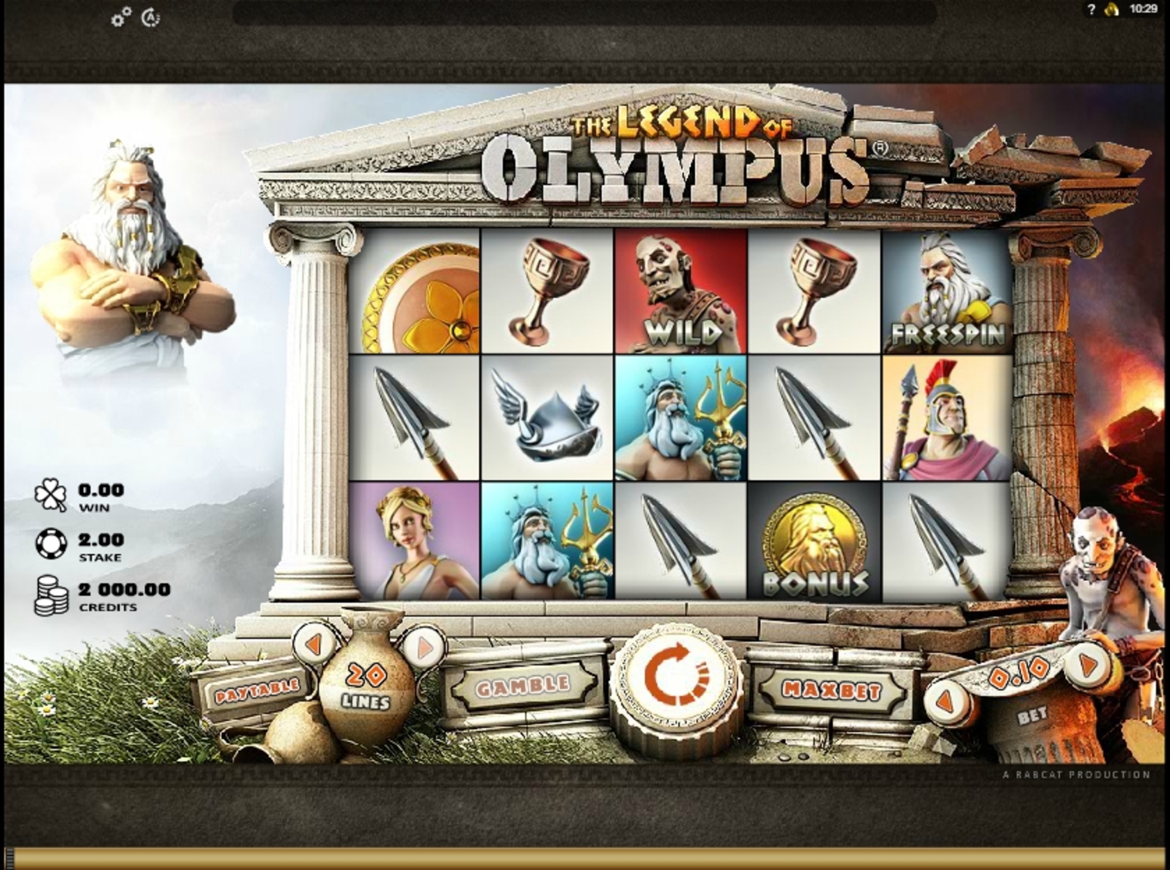 Reels in Legend of Olympus Slot Game by Rabcat