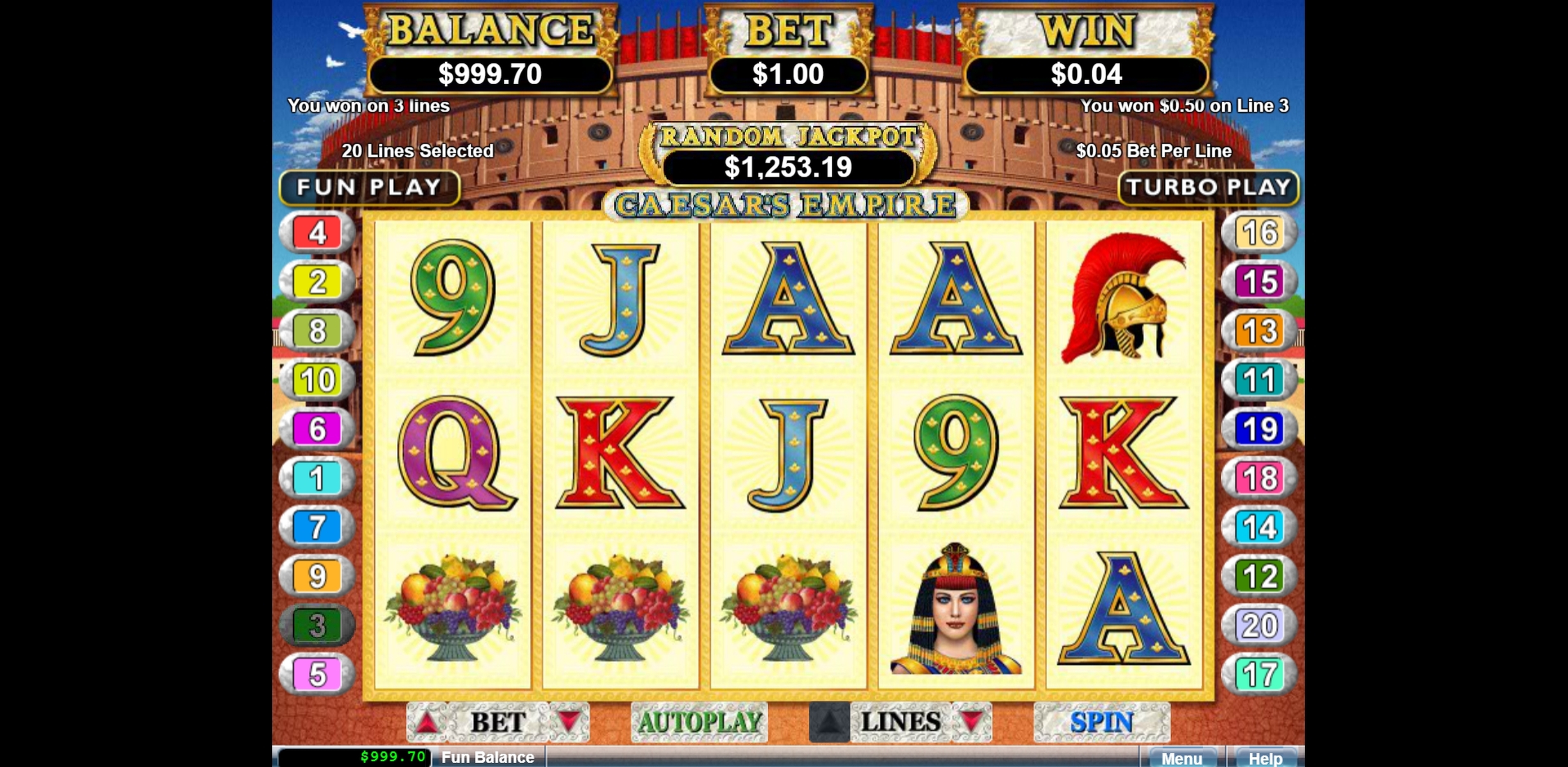 Win Money in Caesars Empire Free Slot Game by Real Time Gaming