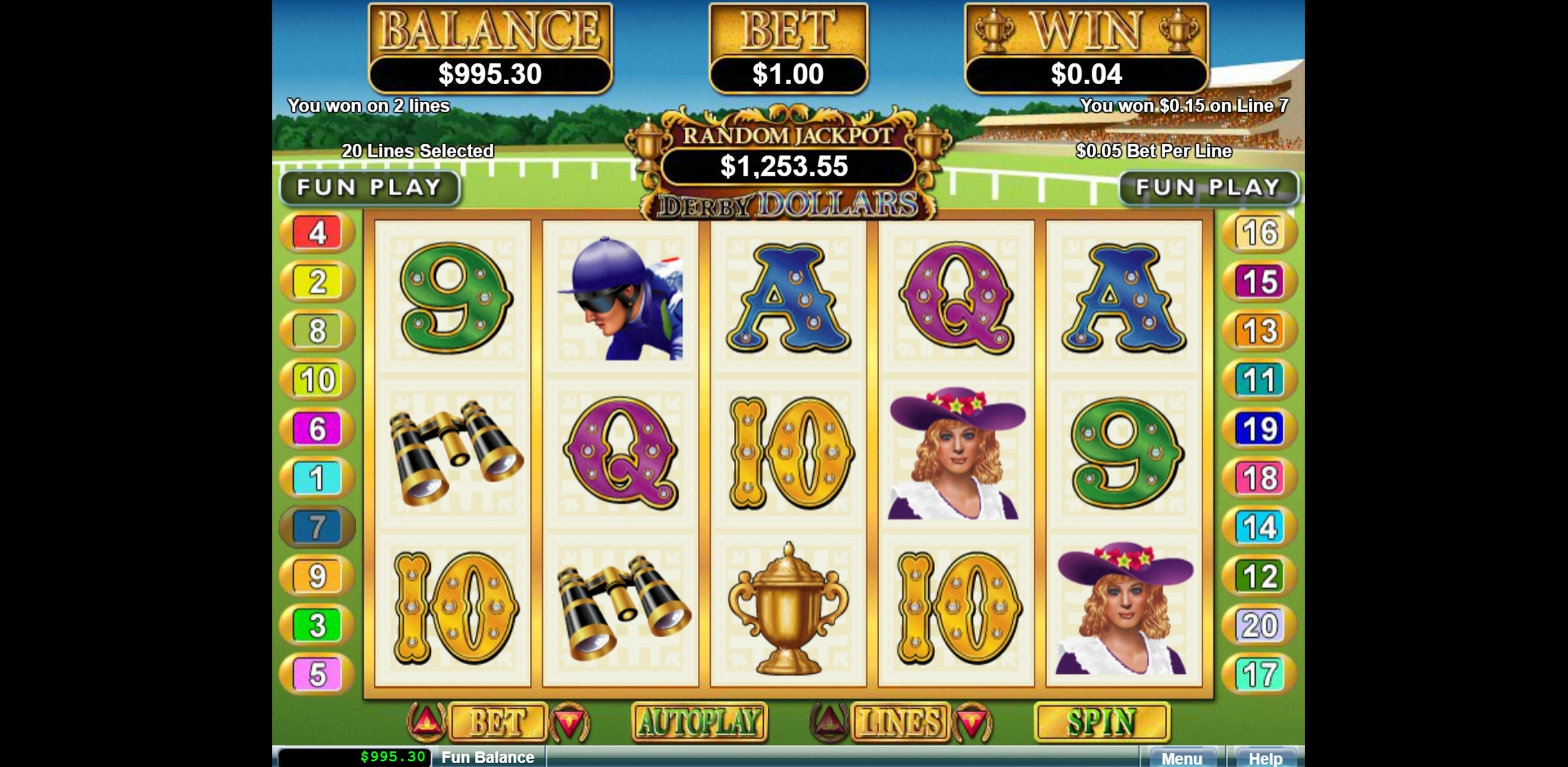 Win Money in Derby Dollars Free Slot Game by Real Time Gaming