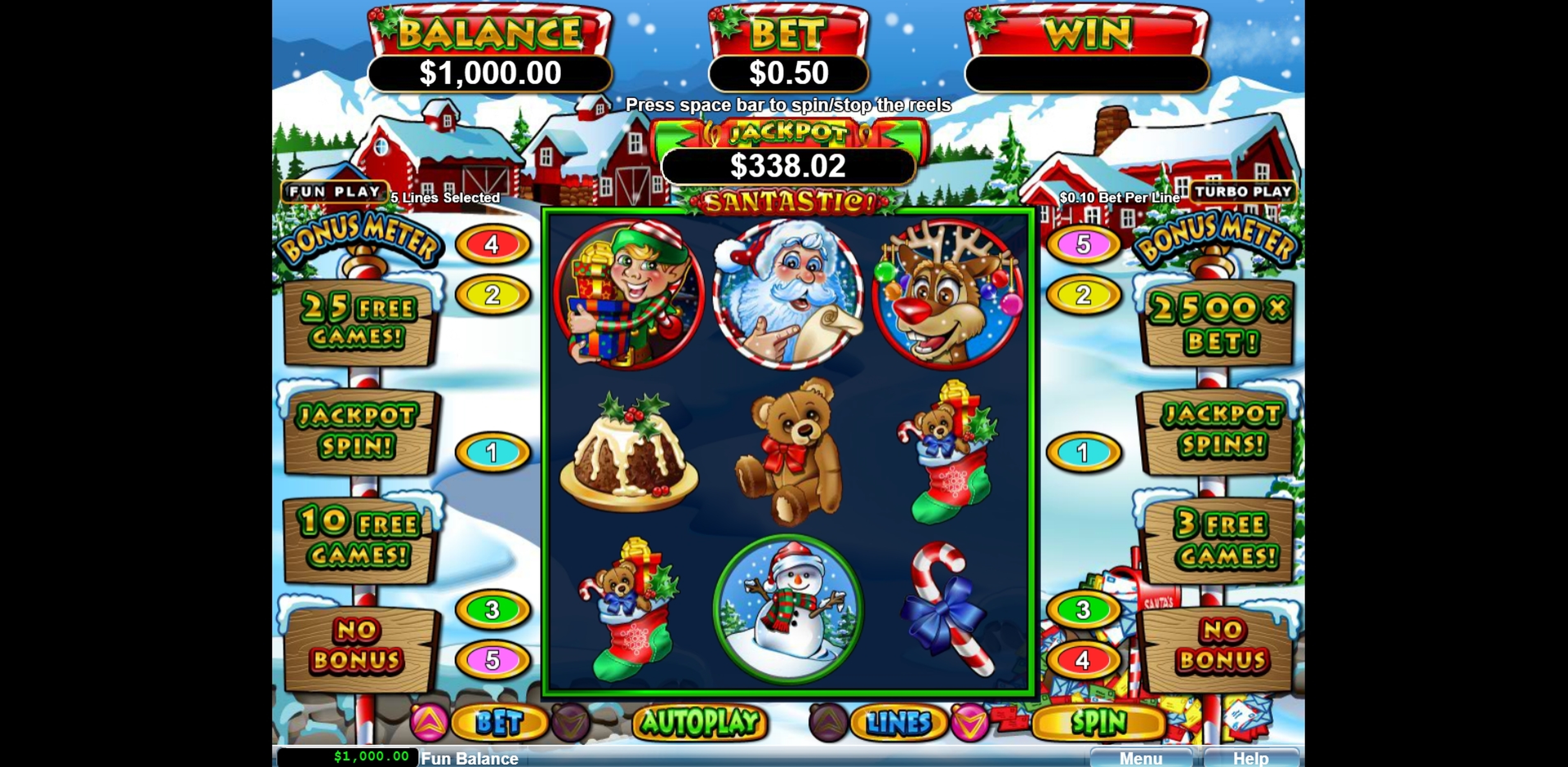 Reels in Santastic Slot Game by Real Time Gaming