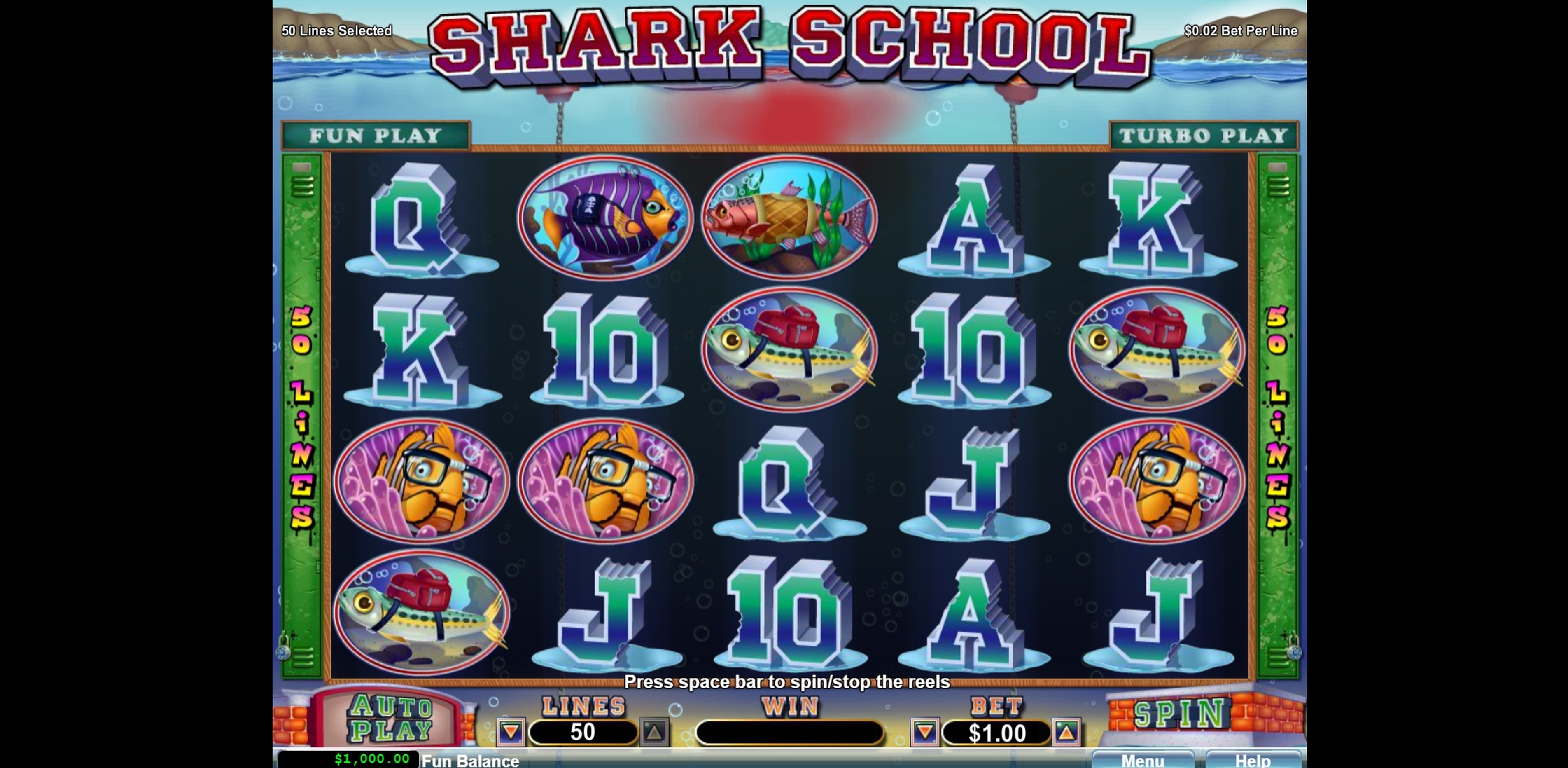 Reels in Shark School Slot Game by Real Time Gaming