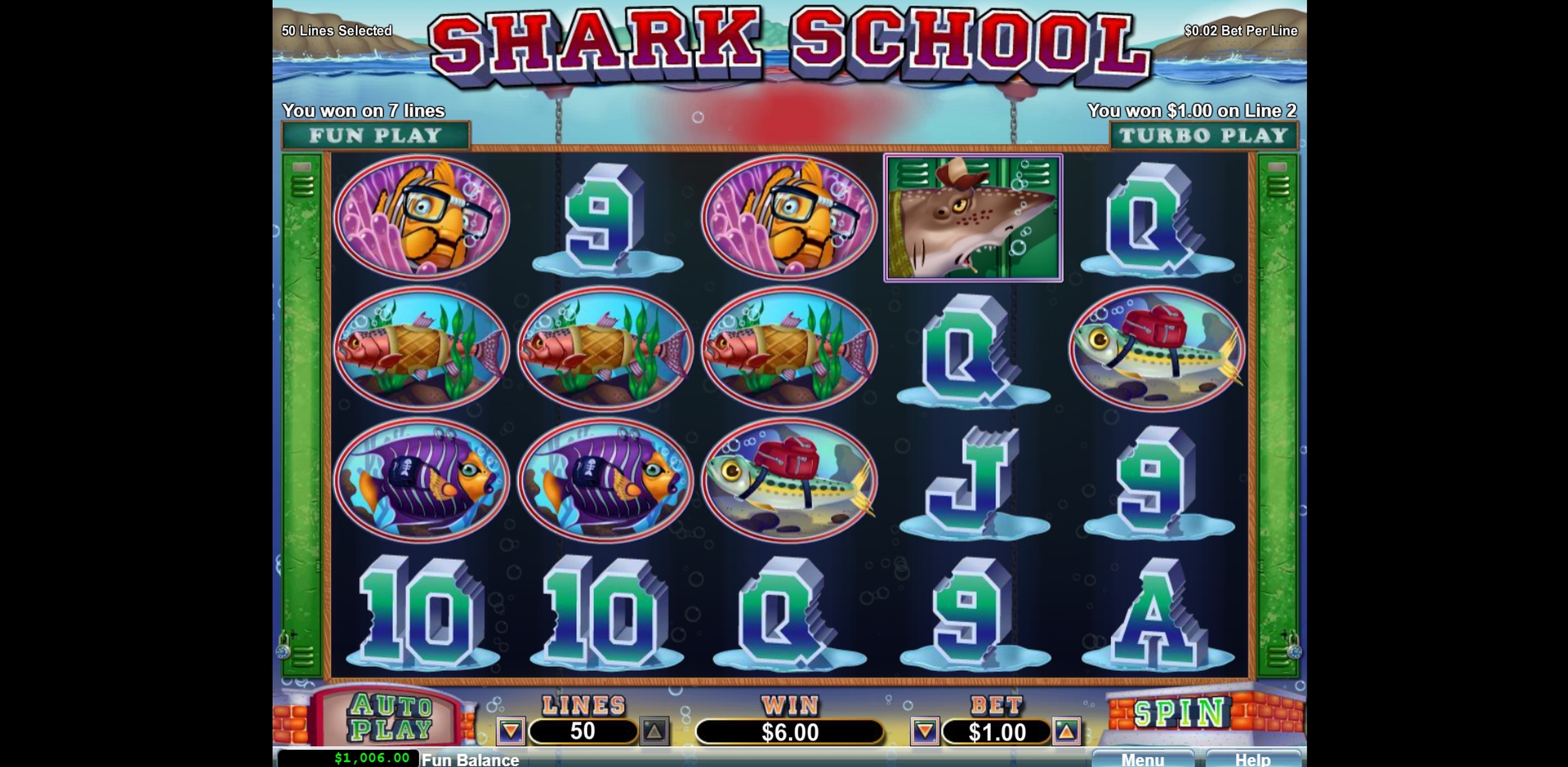 Win Money in Shark School Free Slot Game by Real Time Gaming