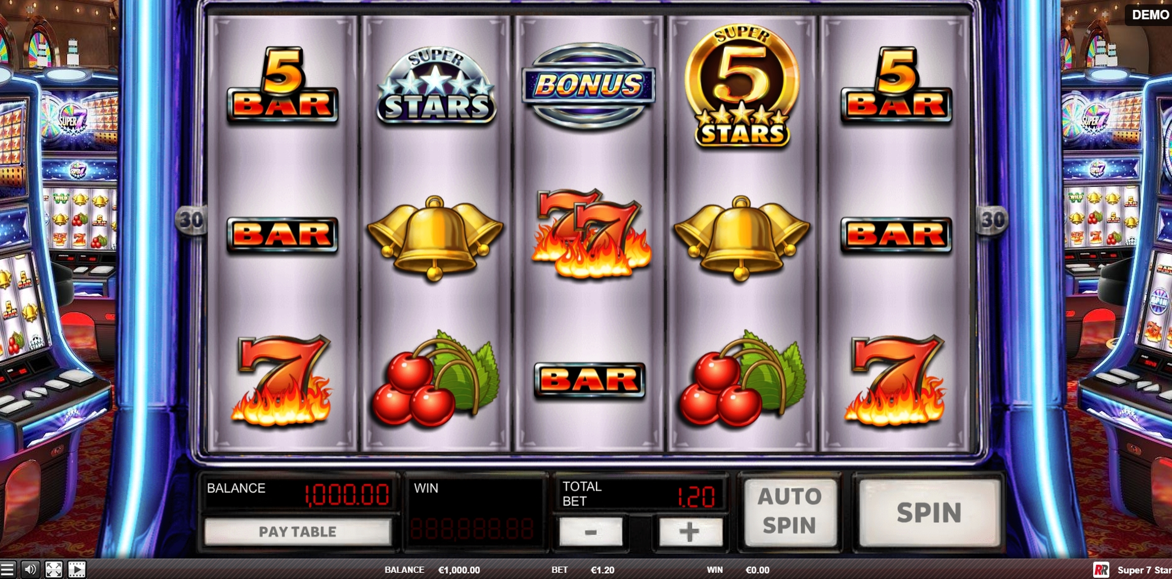 Reels in Super 7 Stars Slot Game by Red Rake Gaming