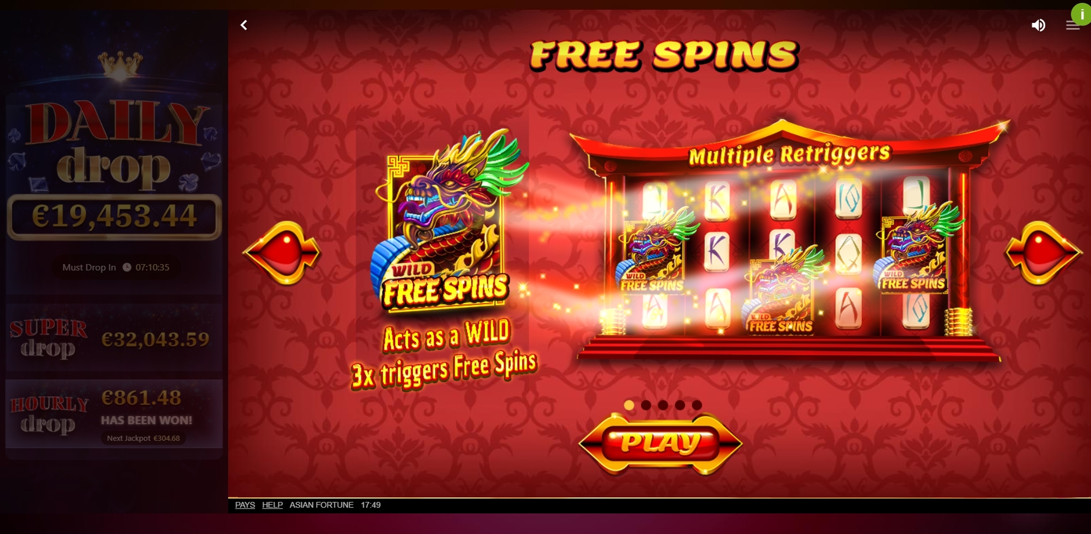 Play Asian Fortune Free Casino Slot Game by Red Tiger Gaming
