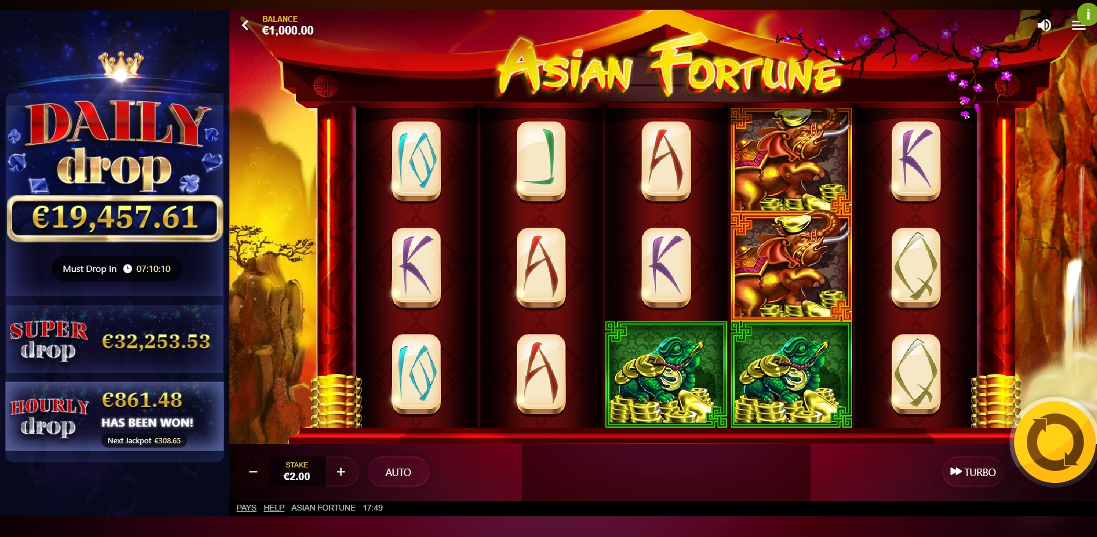 Reels in Asian Fortune Slot Game by Red Tiger Gaming