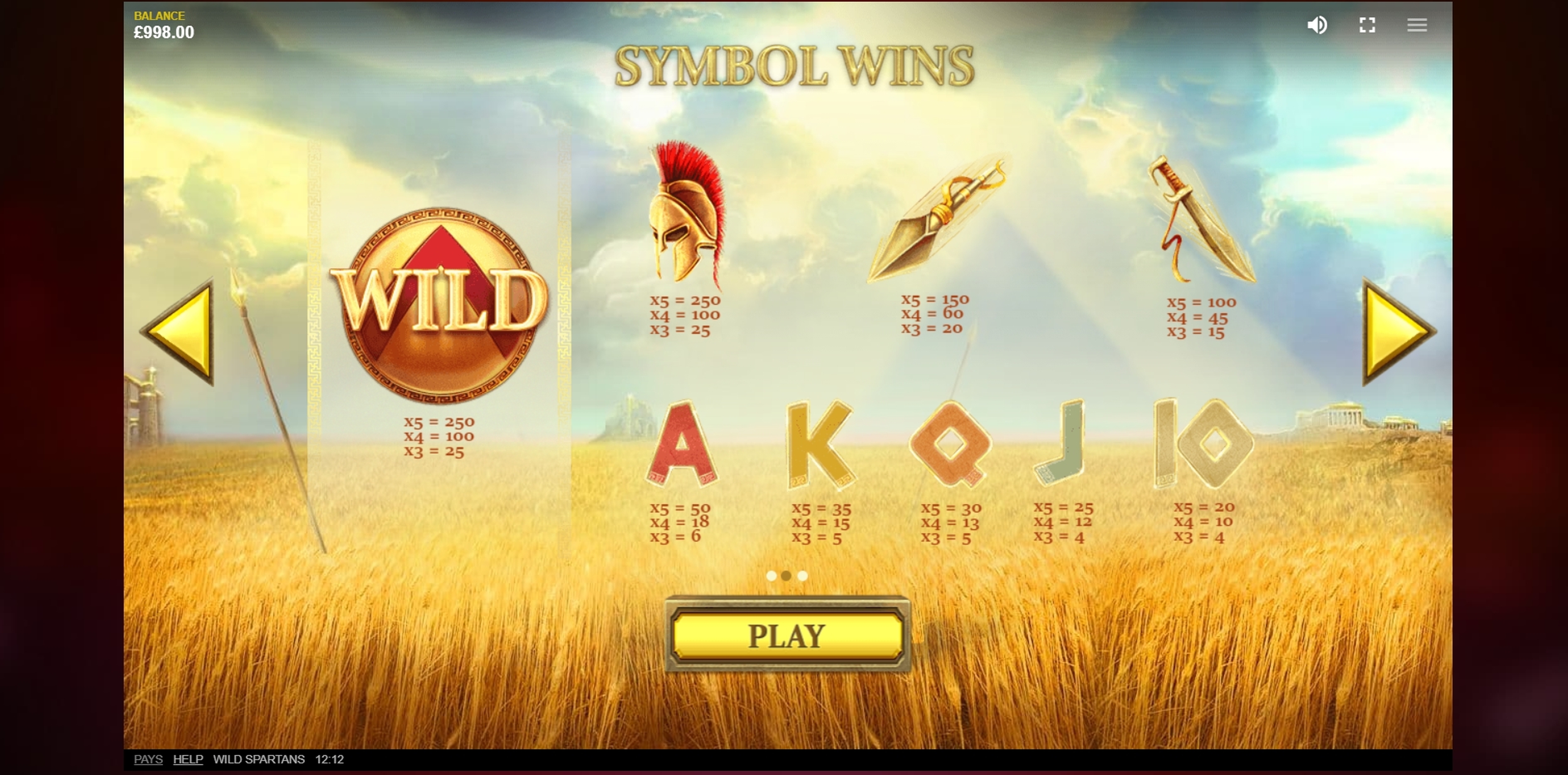Info of Wild Spartans Slot Game by Red Tiger Gaming