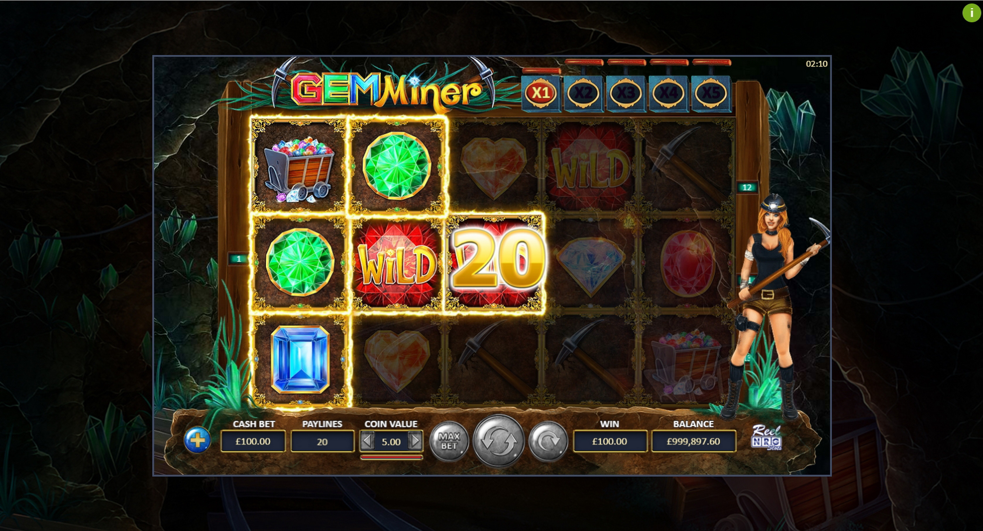 Win Money in Gem Miner Free Slot Game by ReelNRG Gaming