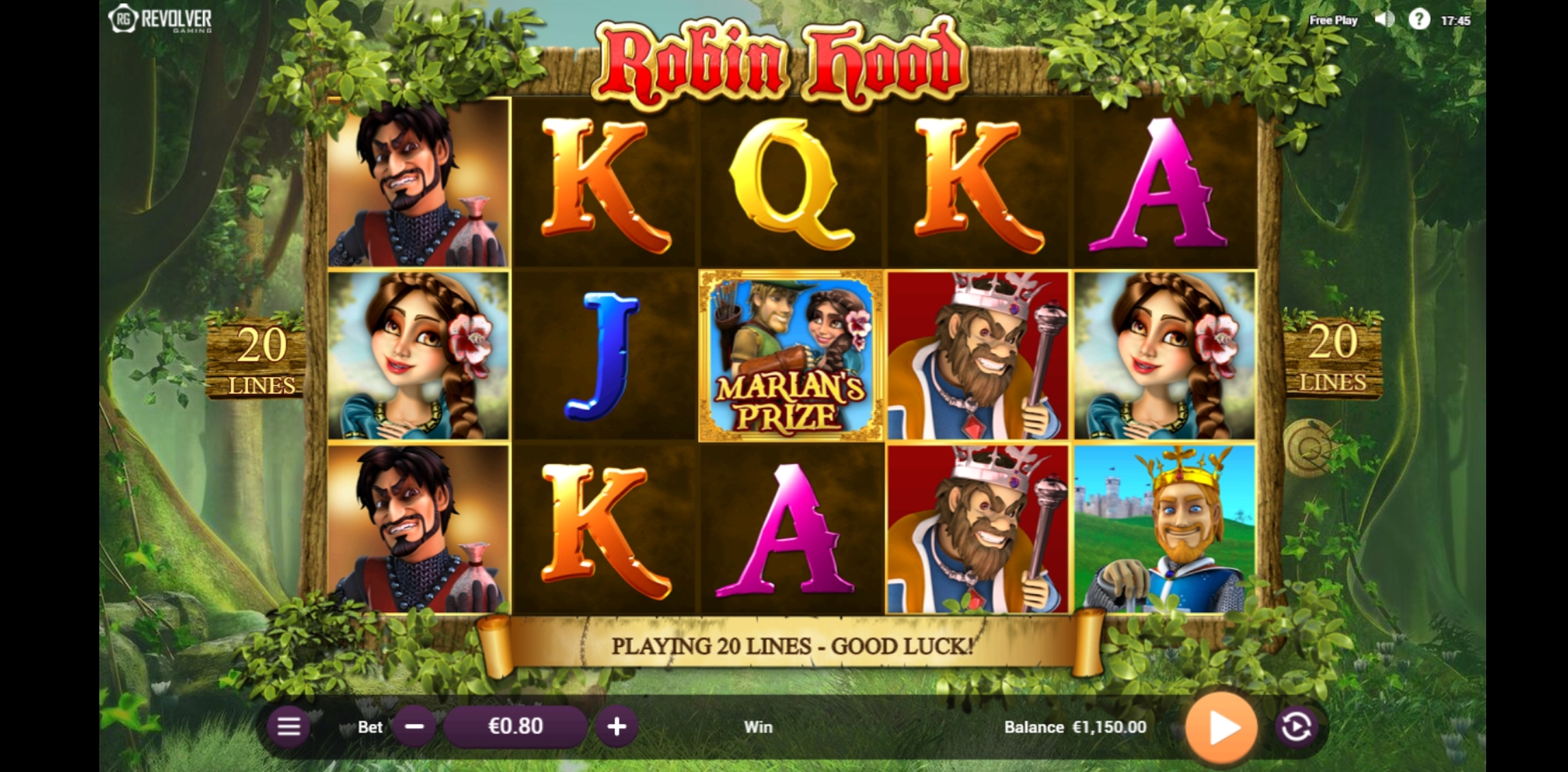 Reels in Robin Hood and his Merry Wins Slot Game by Revolver Gaming