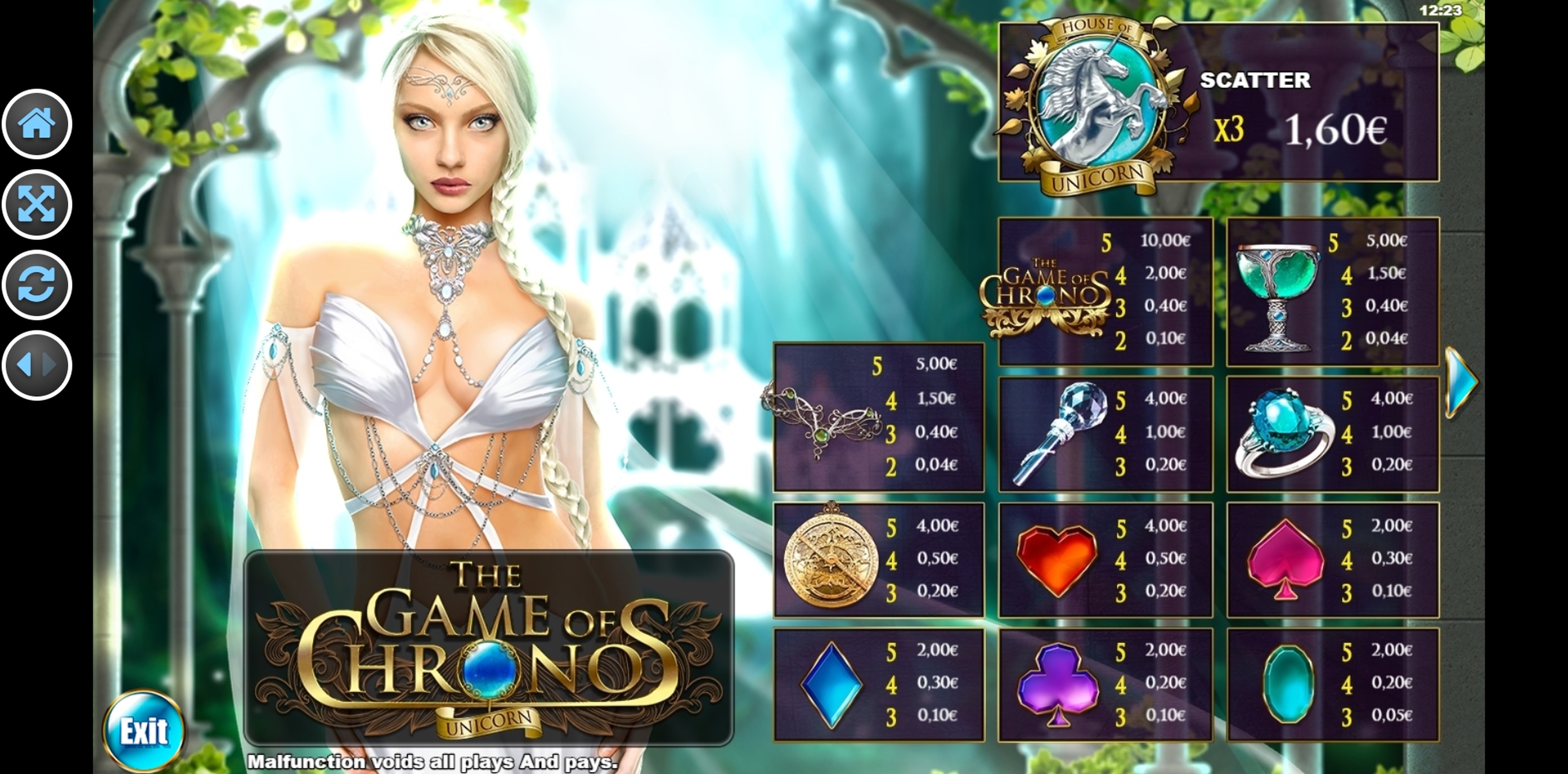 Info of The Game of Chronos Unicorn Slot Game by R. Franco