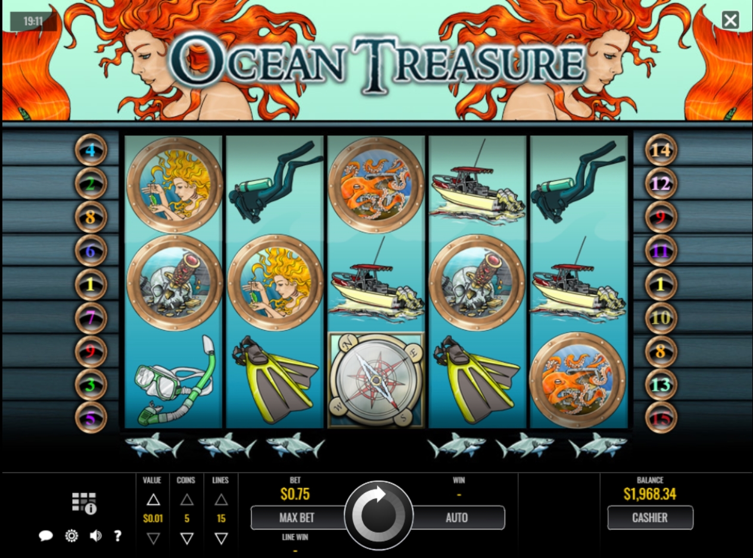 Reels in Ocean Treasure Slot Game by Rival