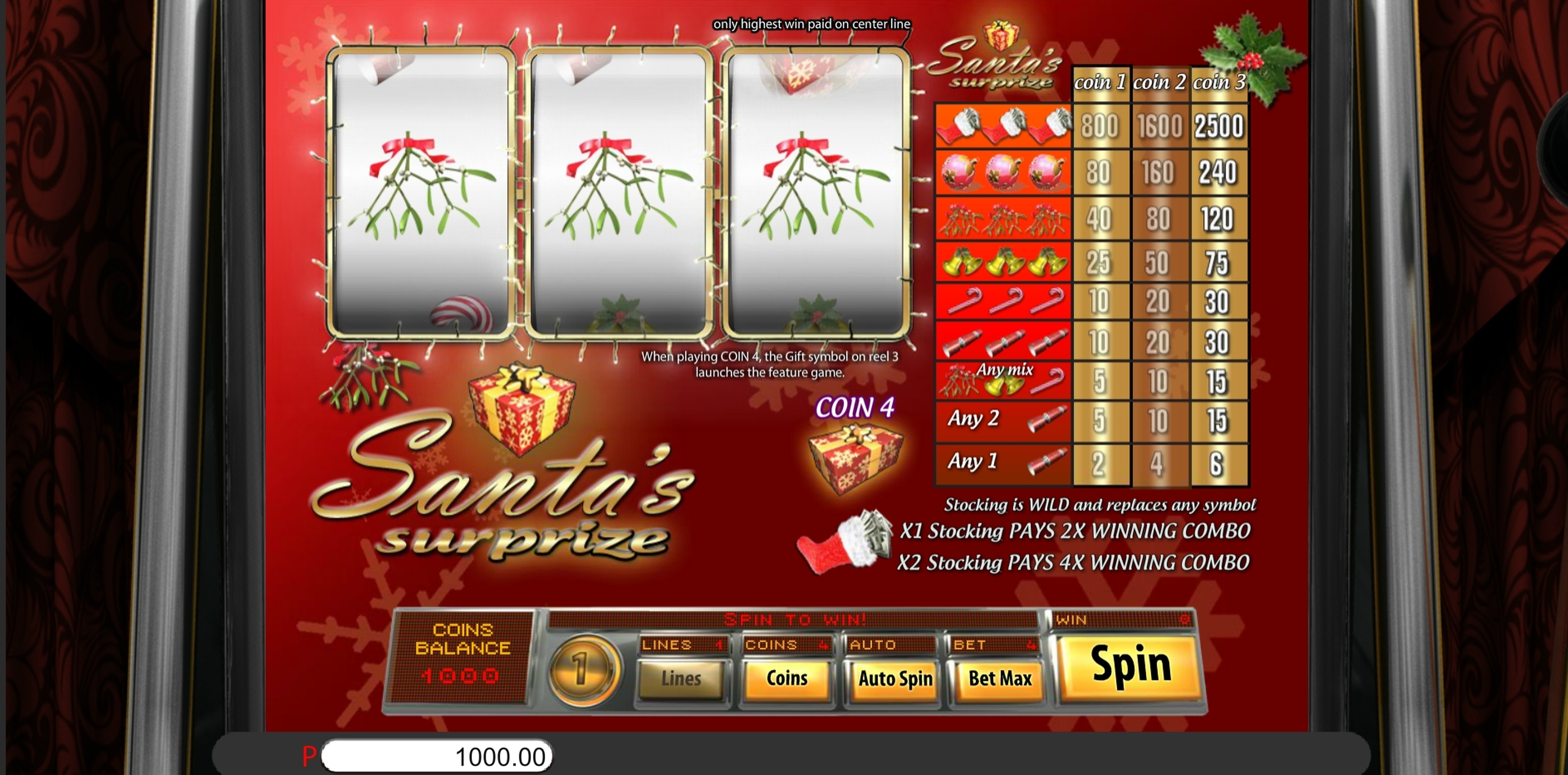 Reels in Santa's Surprize Slot Game by saucify