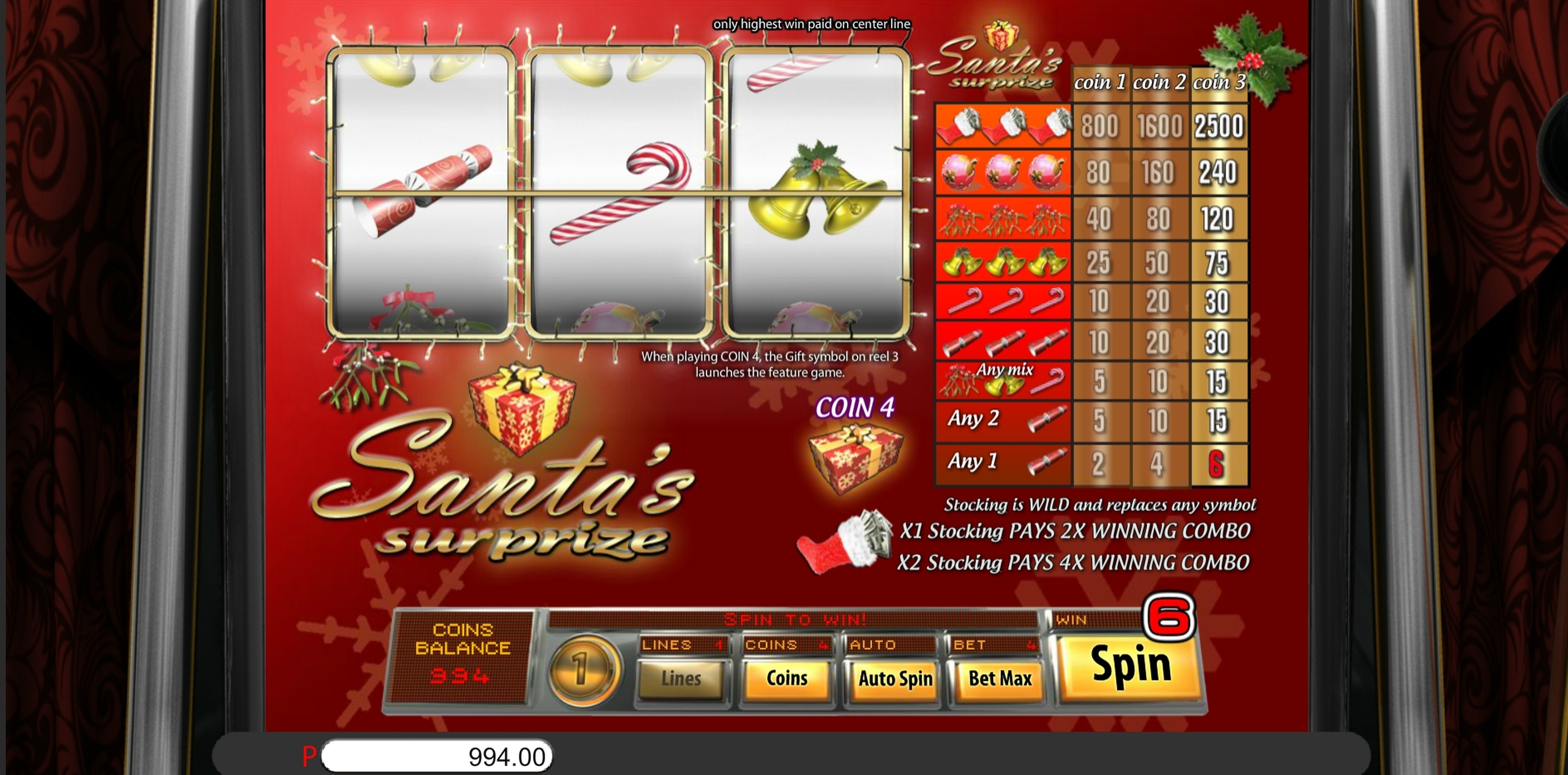 Win Money in Santa's Surprize Free Slot Game by saucify
