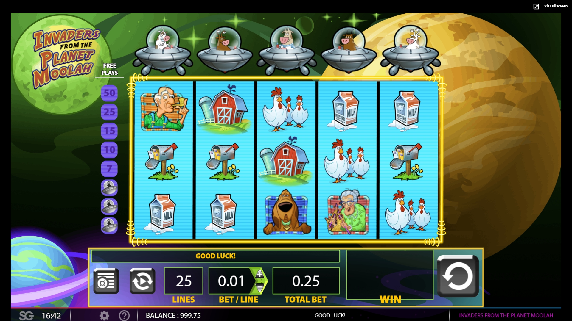 Reels in Invaders from the Planet Moolah Slot Game by WMS