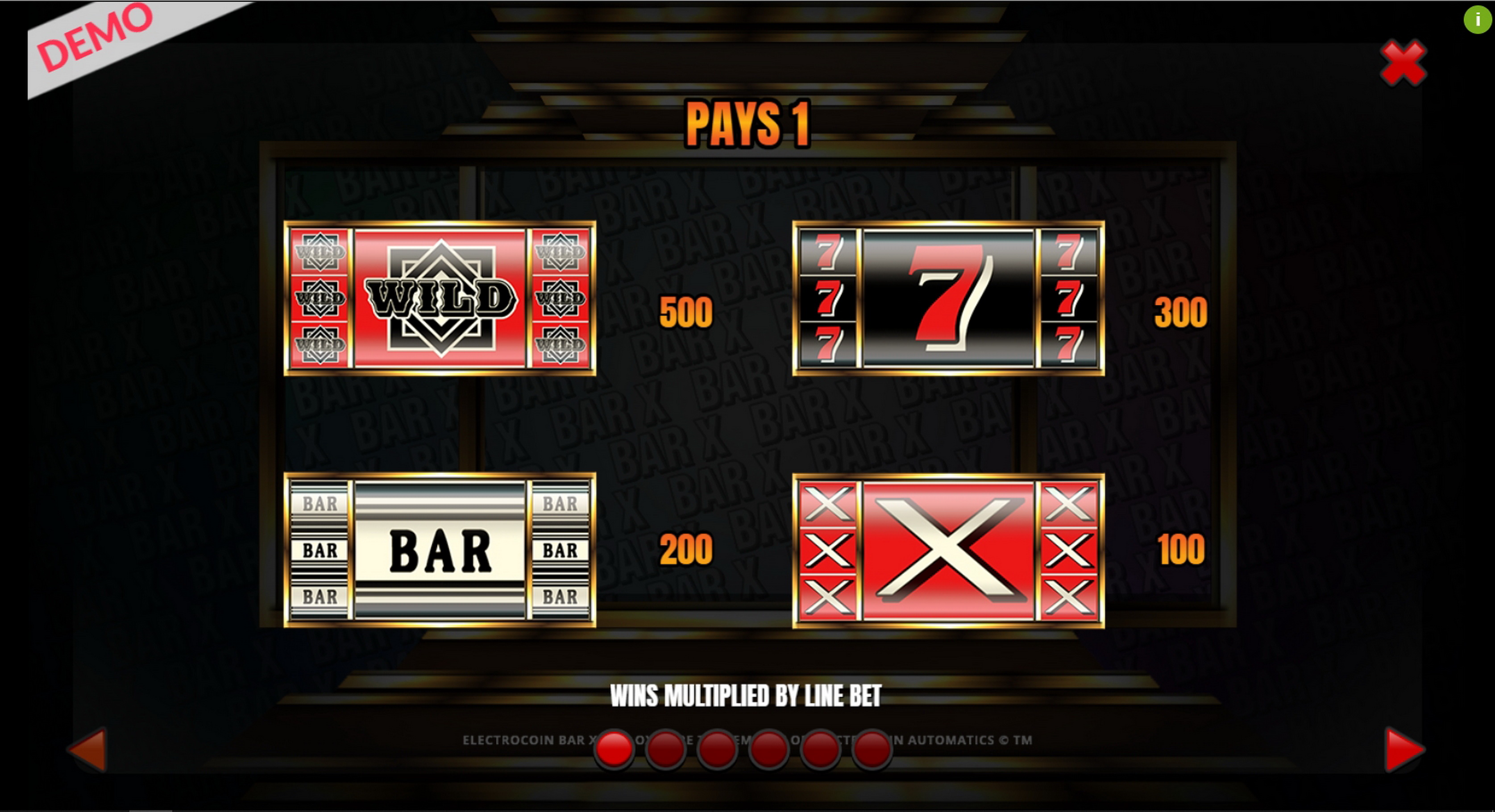 Info of Bar X XL Slot Game by Slingo