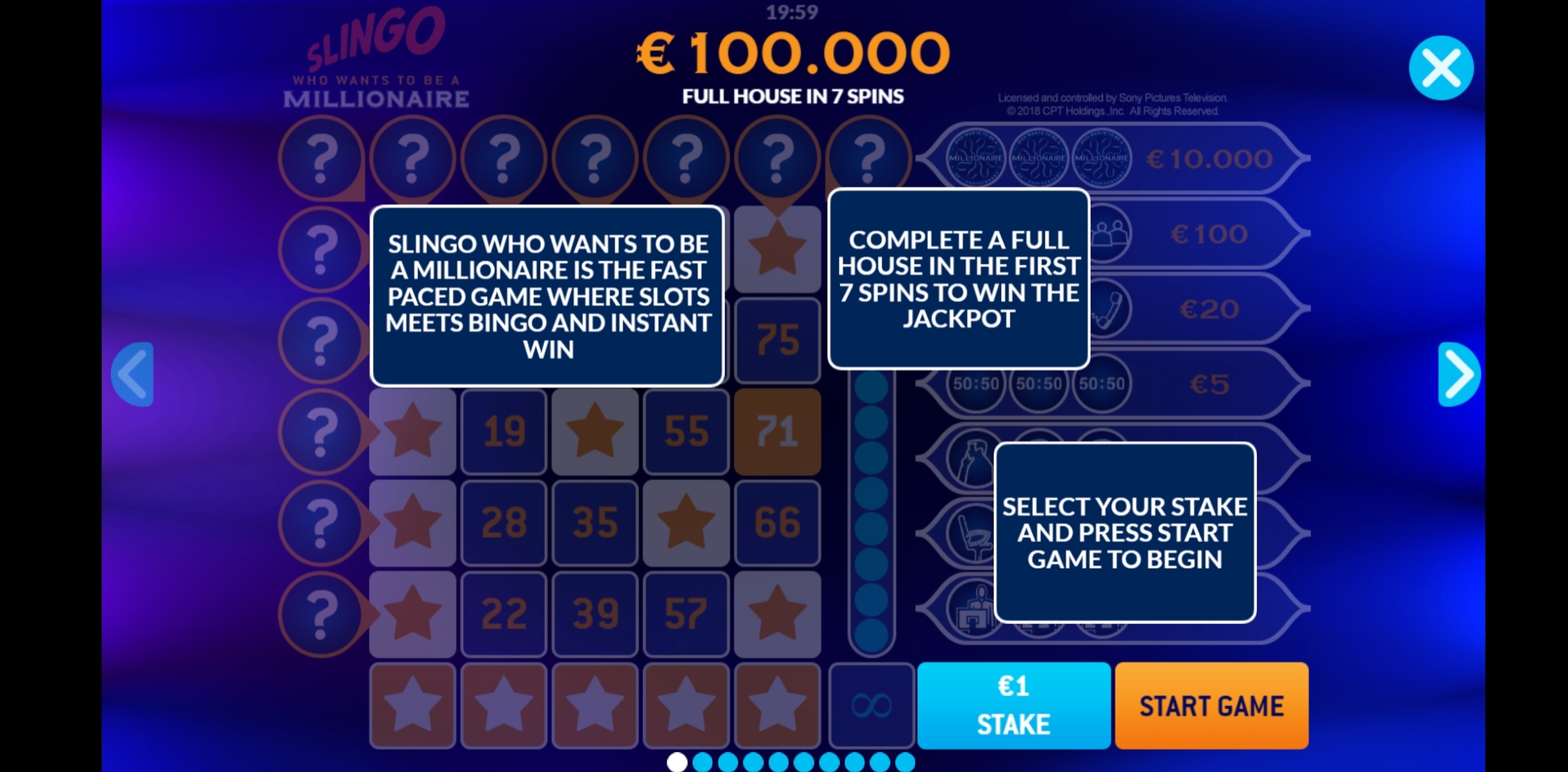 Info of Slingo Who Wants to be a Millionaire Slot Game by Slingo