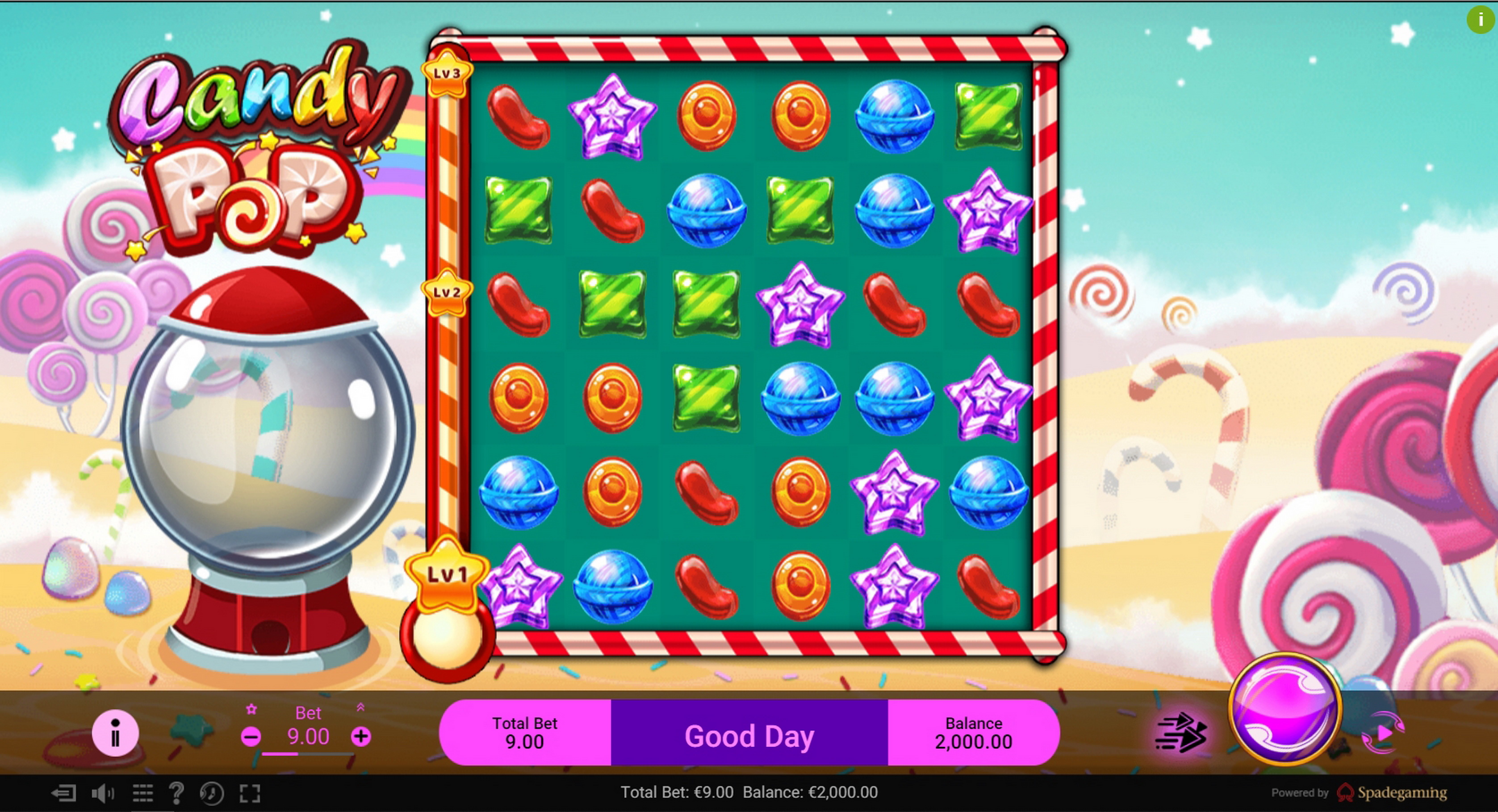 Reels in Candy Pop Slot Game by Spade Gaming