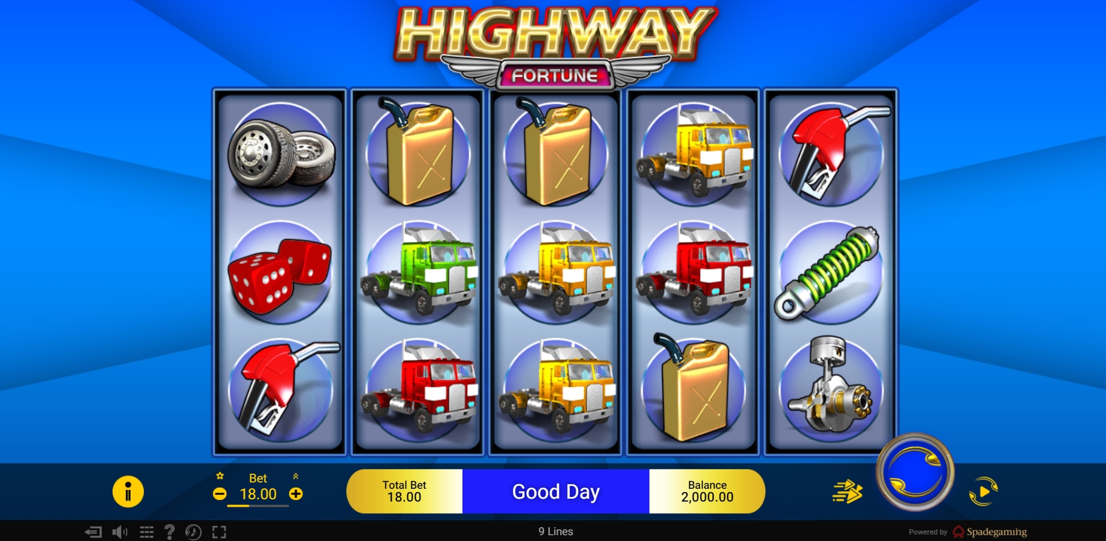 Reels in Highway Fortune Slot Game by Spade Gaming