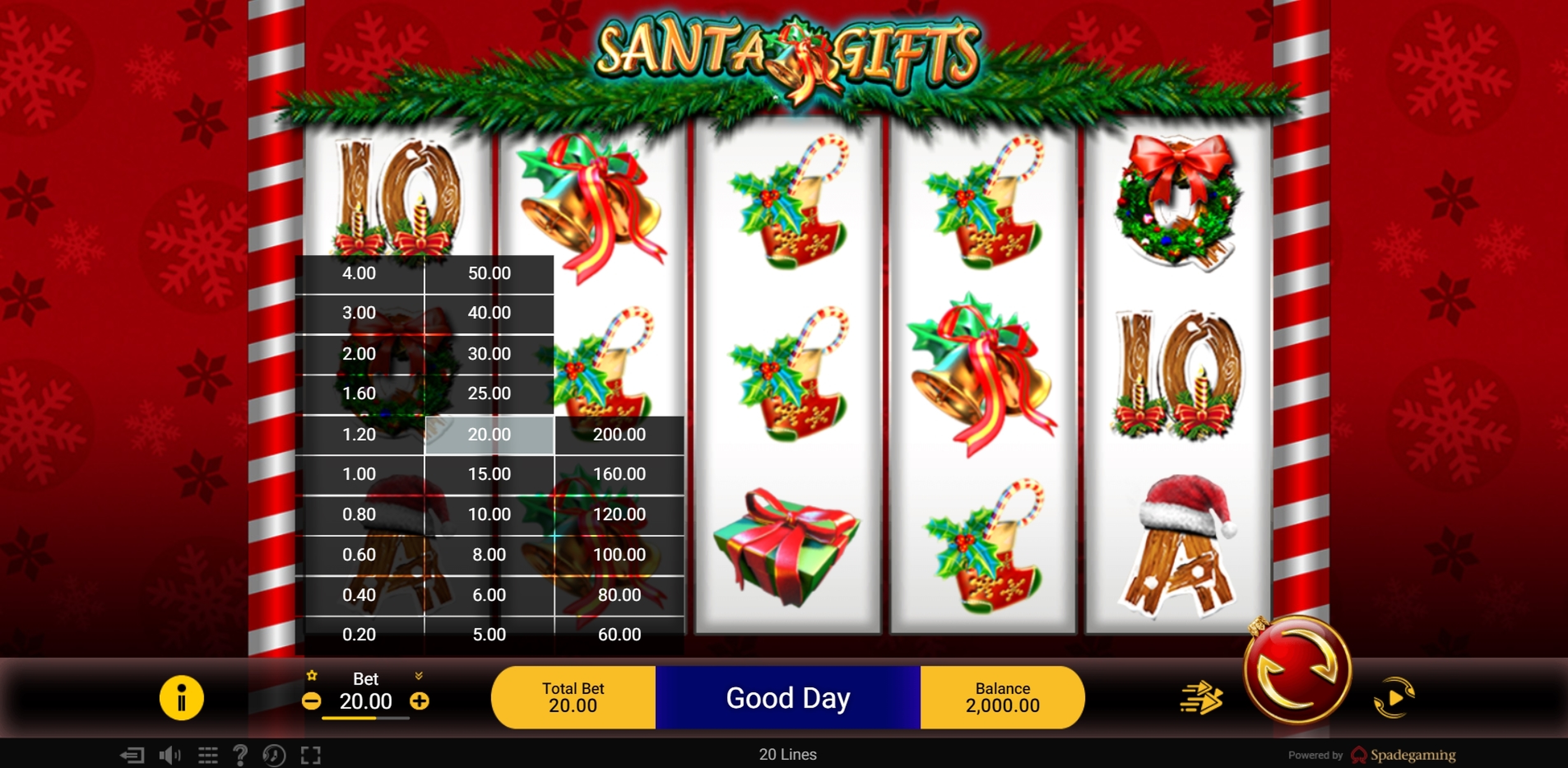 Reels in Santa Gifts Slot Game by Spade Gaming