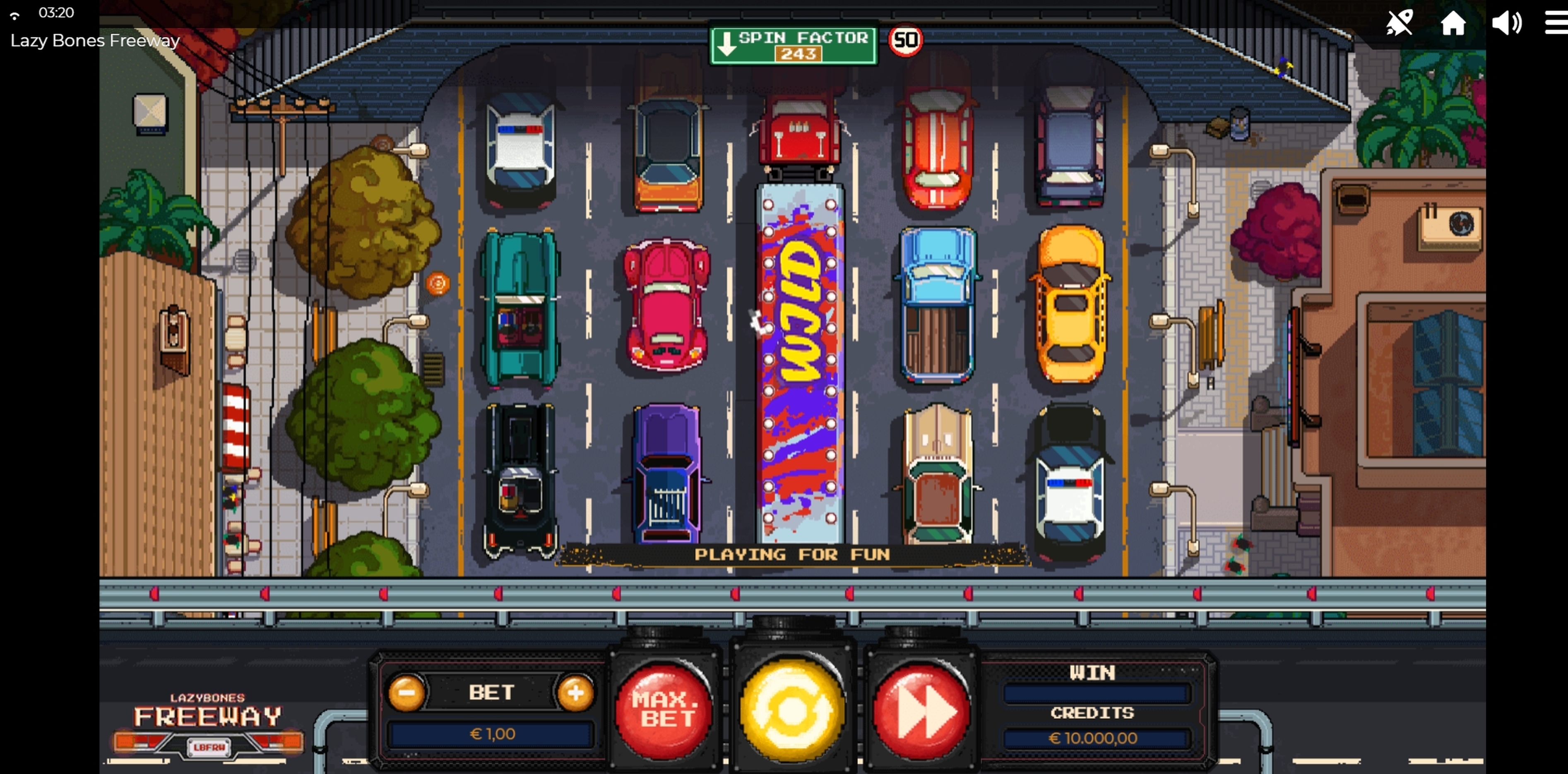Reels in Lazy Bones Freeway Slot Game by Spinmatic