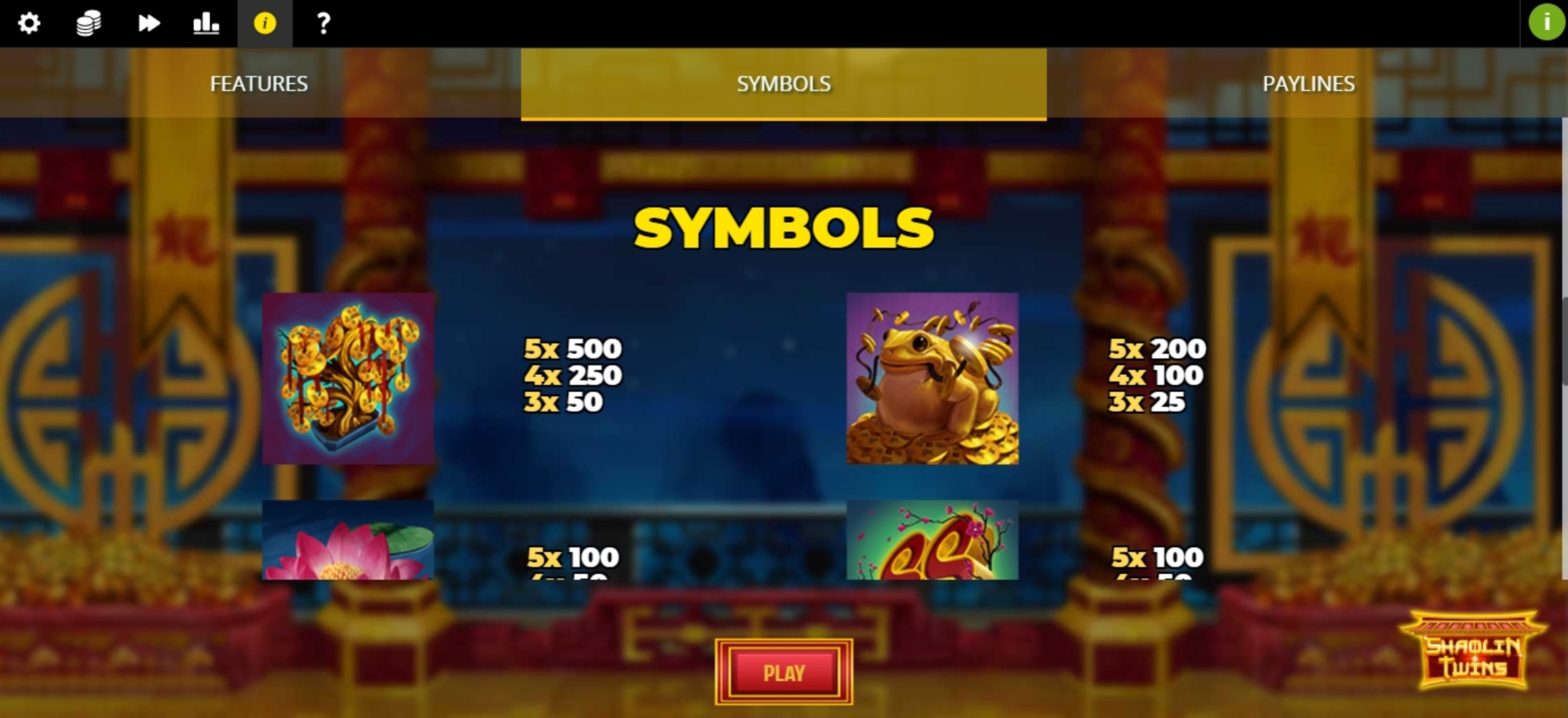 Info of Shaolin Twins Slot Game by Spinmatic