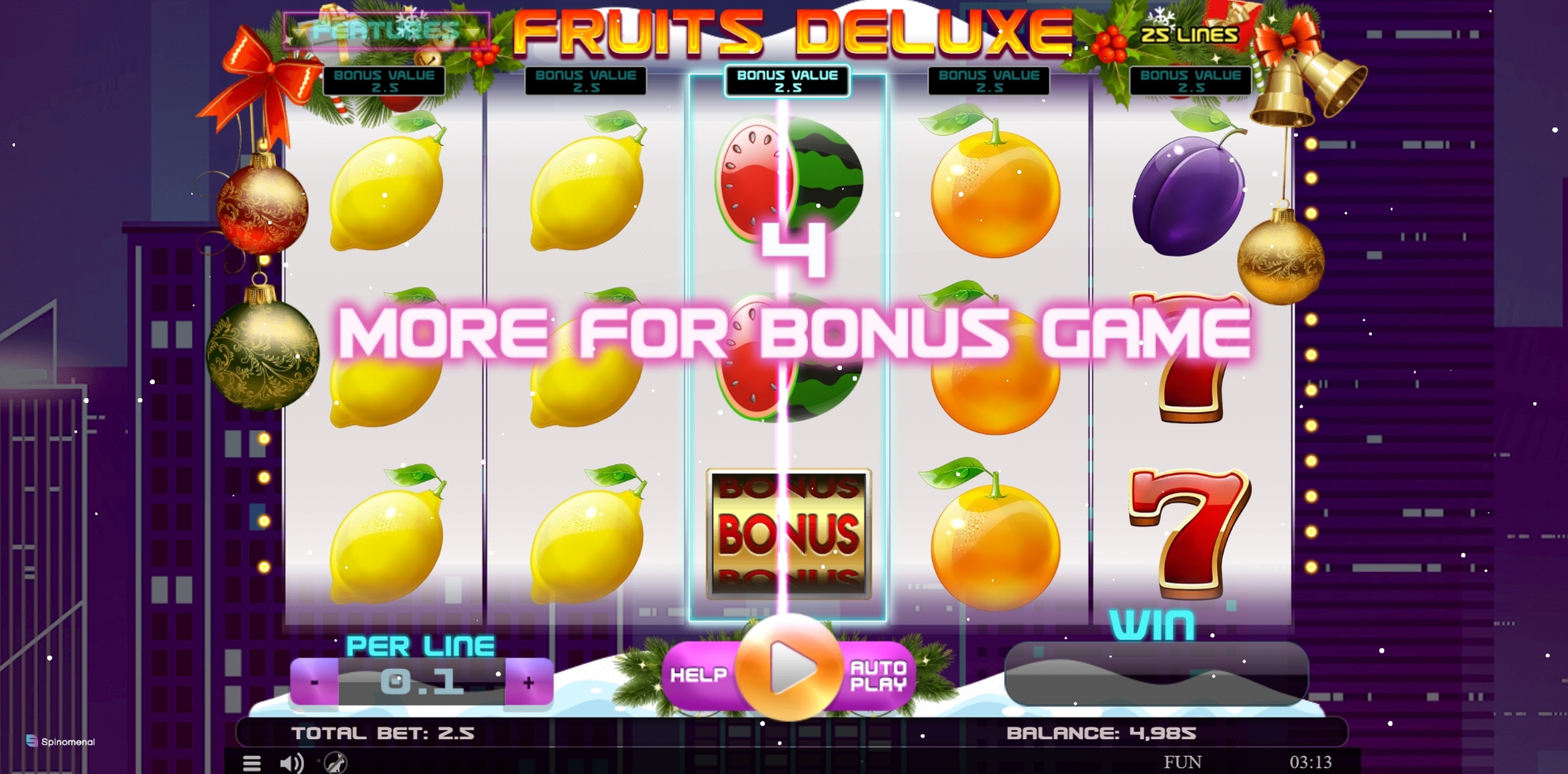 Win Money in Fruits Deluxe Christmas Edition Free Slot Game by Spinomenal